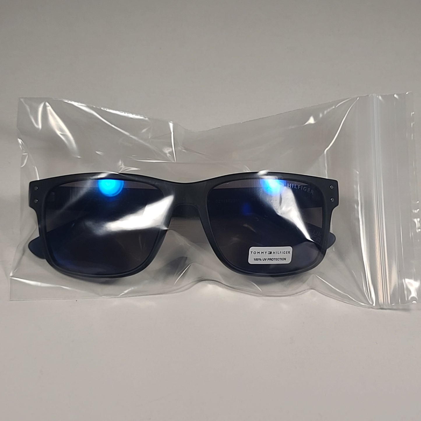 Tommy Hilfiger San Diego MP OM637 Rectangular Sunglasses Matte Black Blue Flash