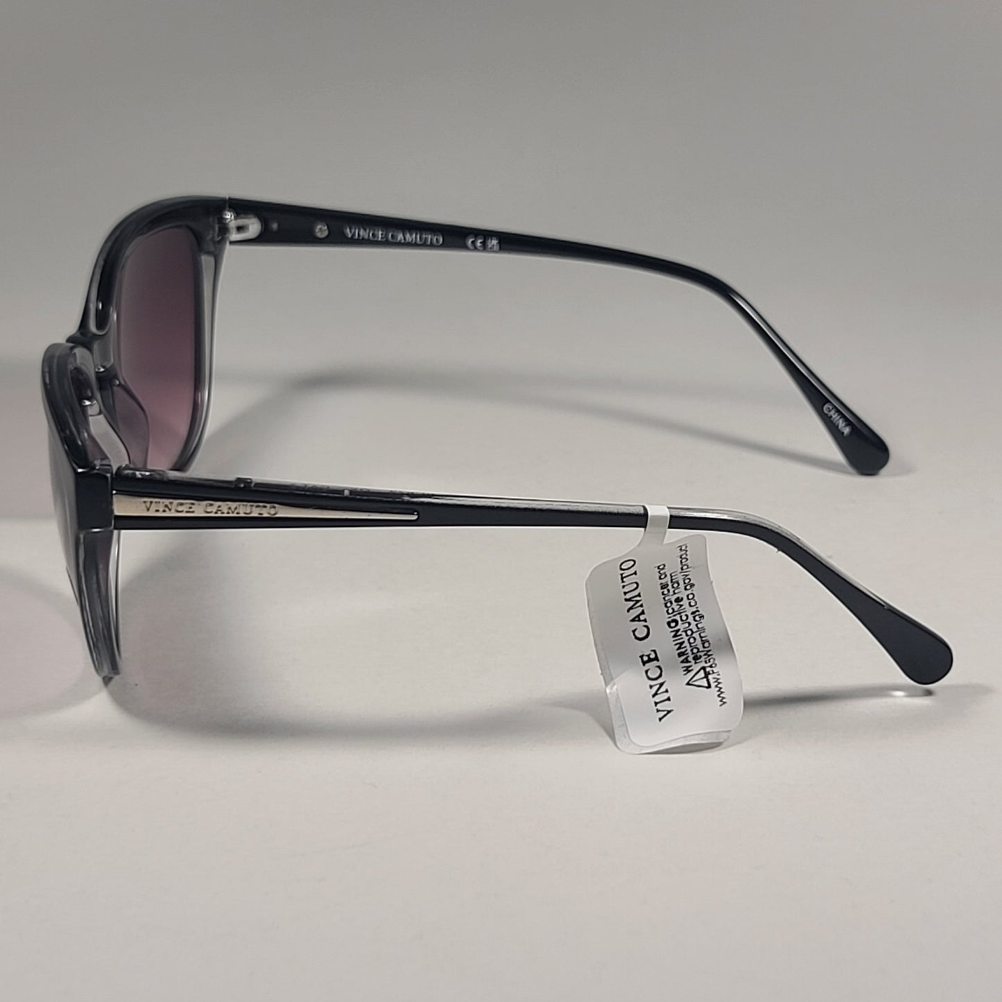 Vince Camuto VC672 OX Cat Eye Sunglasses Shiny Black Frame Smoke Gradient Lens