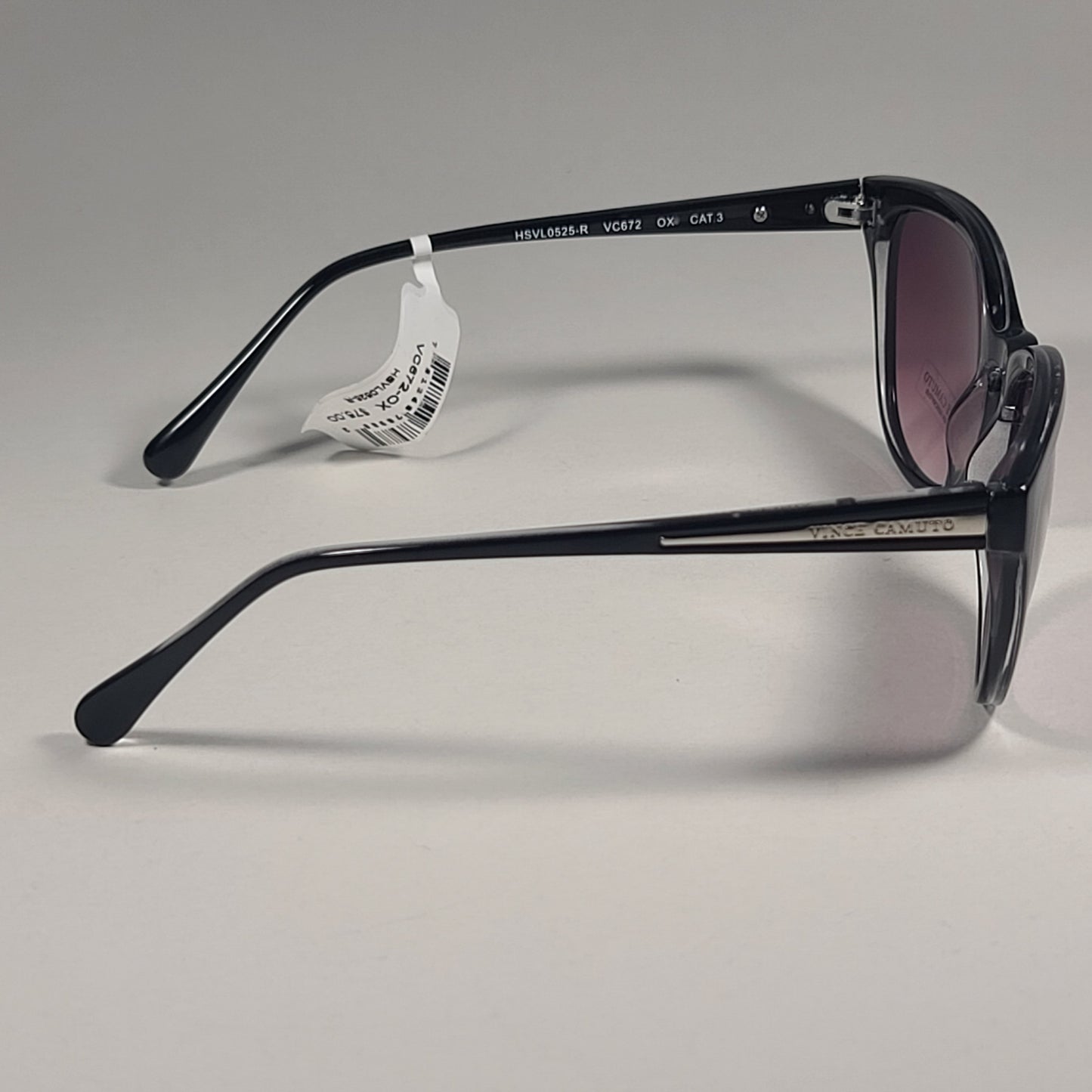 Vince Camuto VC672 OX Cat Eye Sunglasses Shiny Black Frame Smoke Gradient Lens