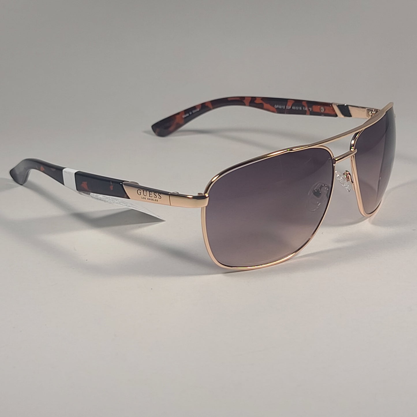 Guess Rectangle Sunglasses Gold And Brown Tortoise Frame Light Brown Gradient Lens GF0212 32F
