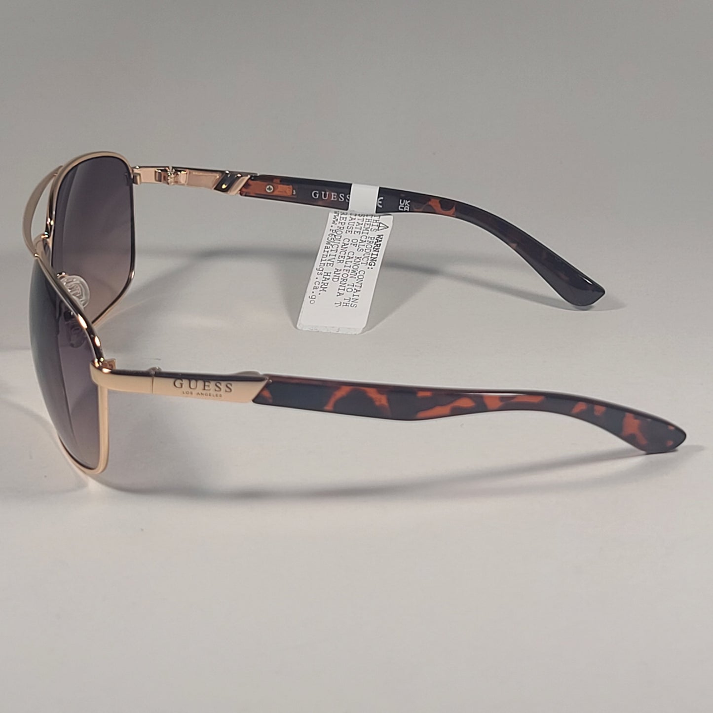 Guess Rectangle Sunglasses Gold And Brown Tortoise Frame Light Brown Gradient Lens GF0212 32F