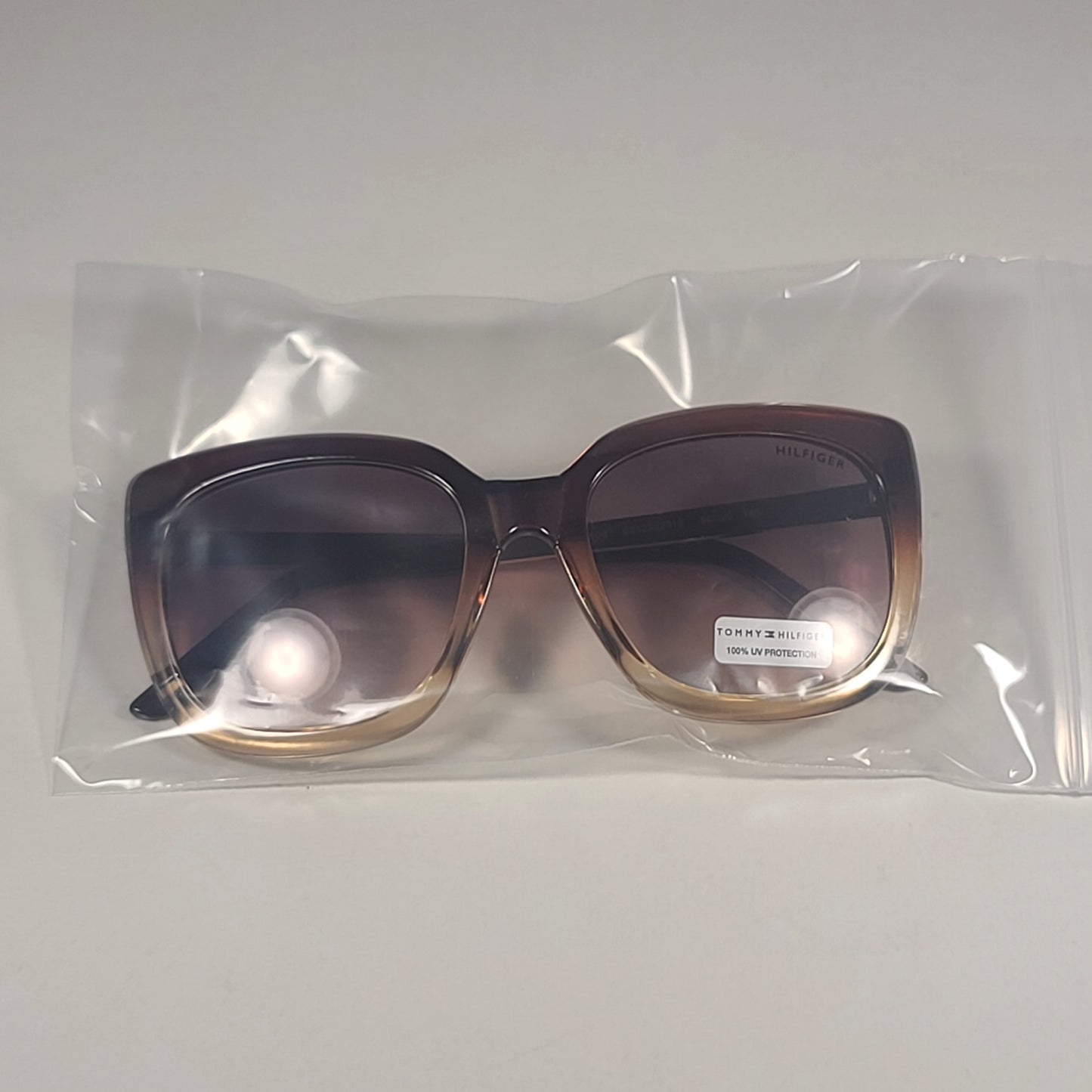 Tommy Hilfiger WM OL608 Oversized Sunglasses Brown Crystal &Gold Gradient