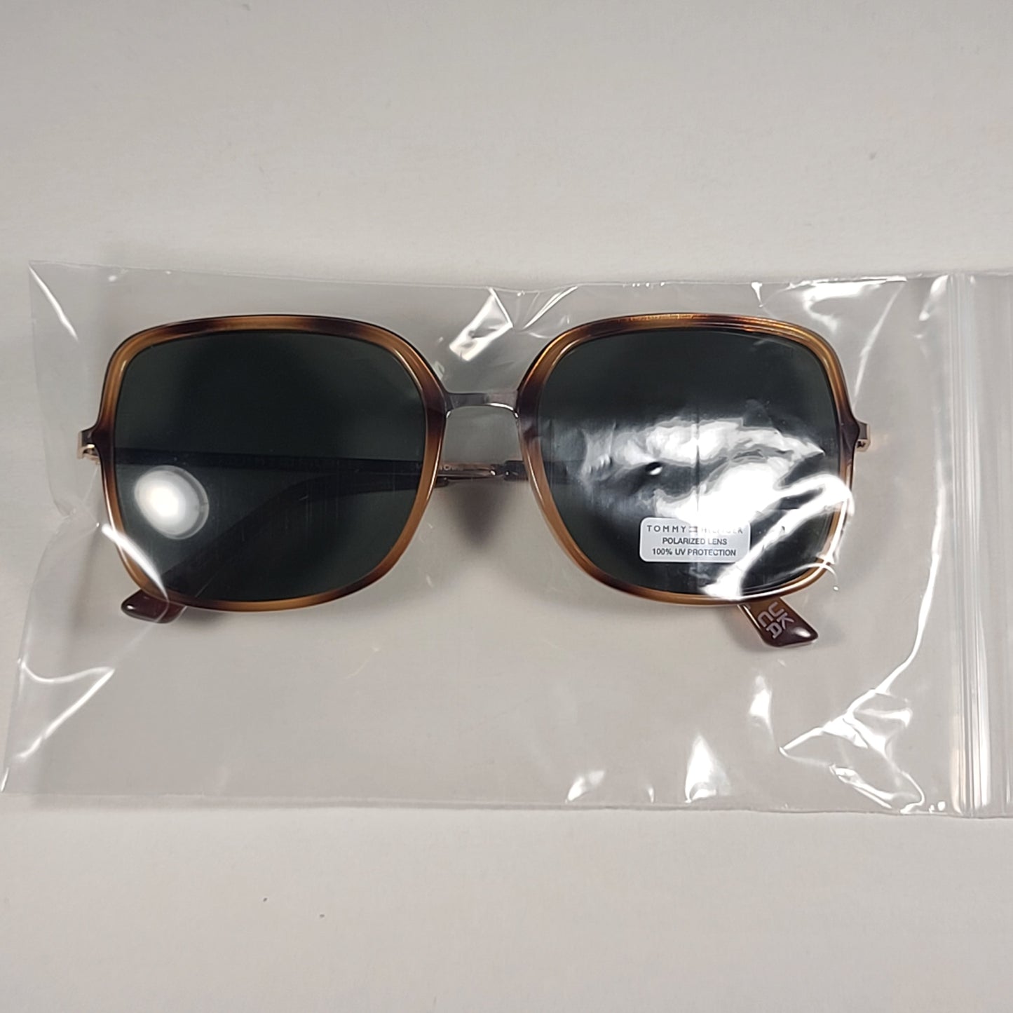 Tommy Hilfiger WP OL558P Polarized Pilot Sunglasses Gold Havana Frame Green Lens