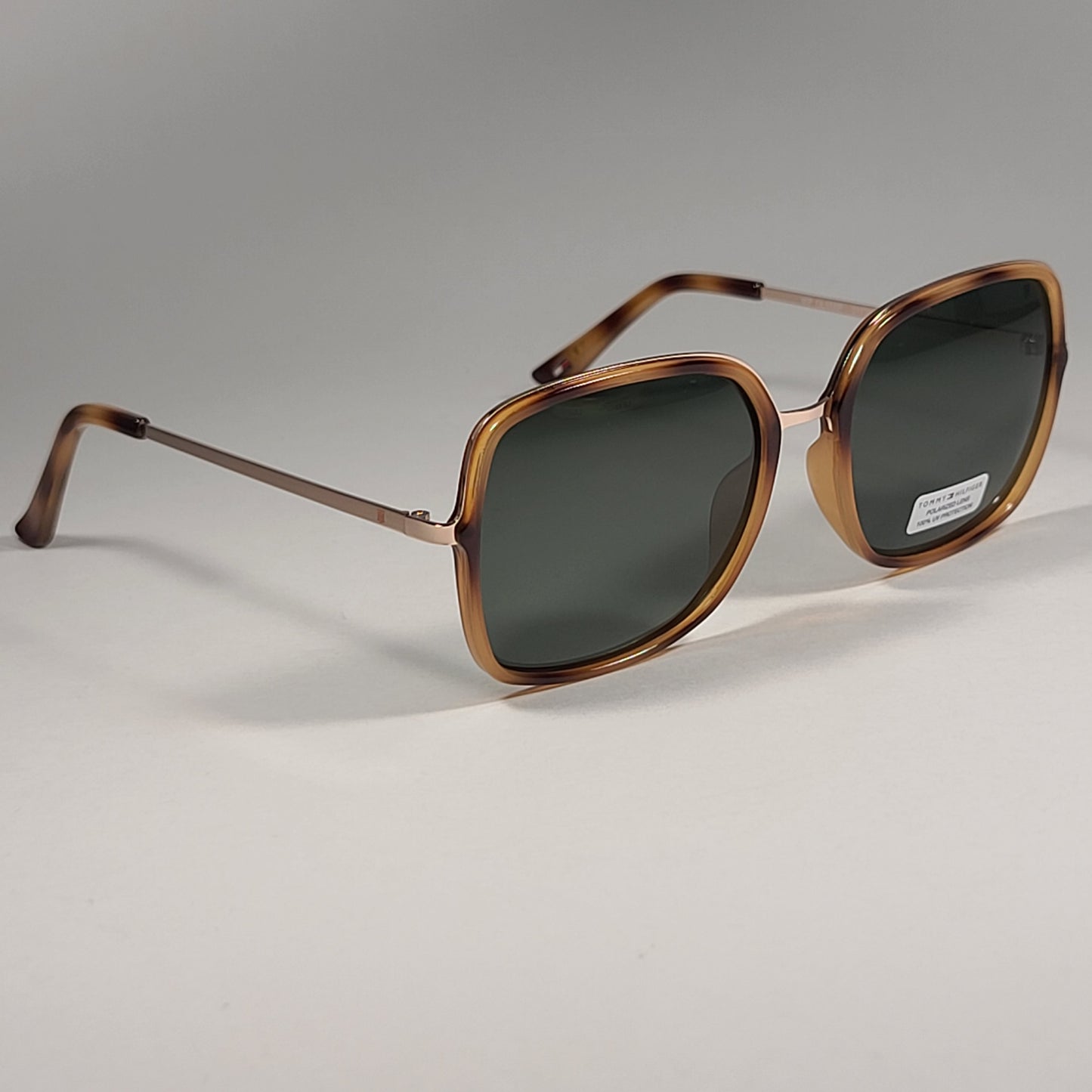 Tommy Hilfiger WP OL558P Polarized Pilot Sunglasses Gold Havana Frame Green Lens