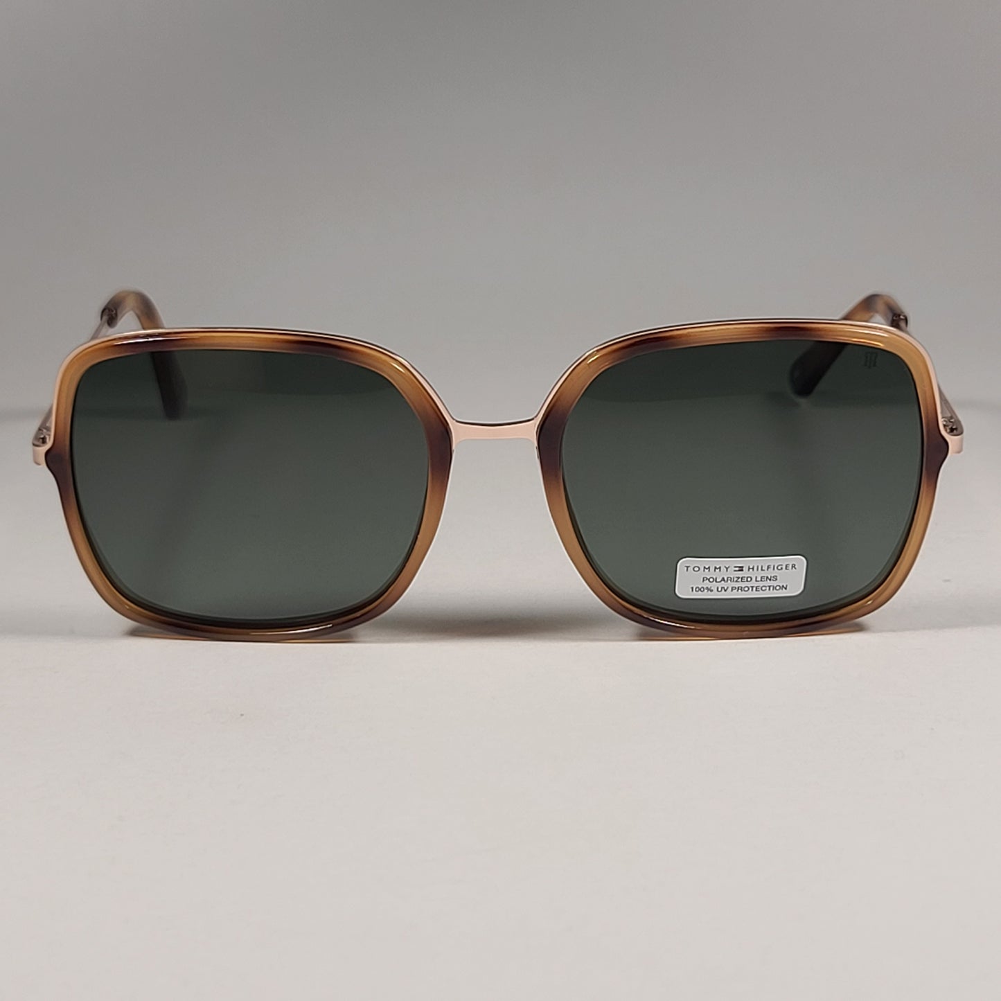 Tommy Hilfiger WP OL558P Polarized Pilot Sunglasses Gold Havana Frame Green Lens