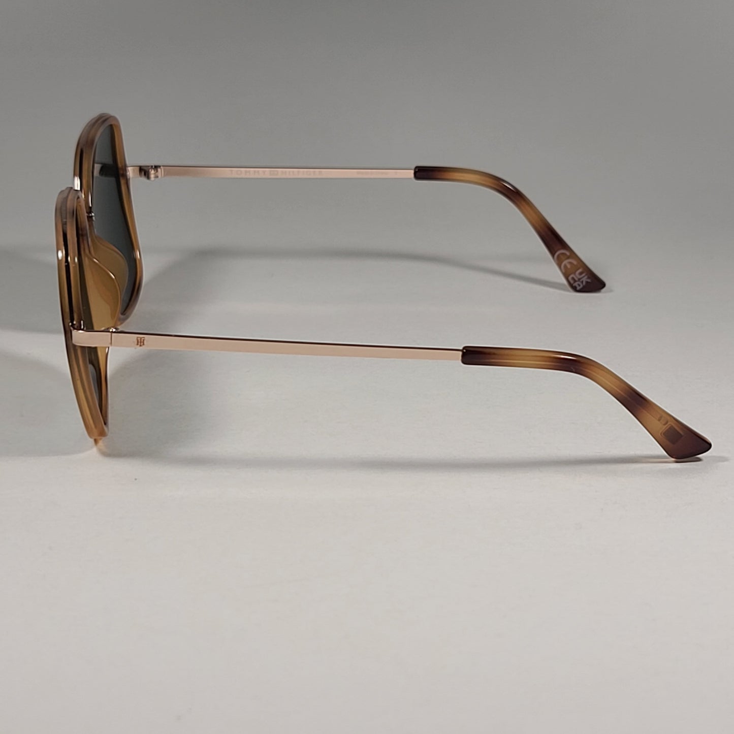 Tommy Hilfiger WP OL558P Polarized Pilot Sunglasses Gold Havana Frame Green Lens