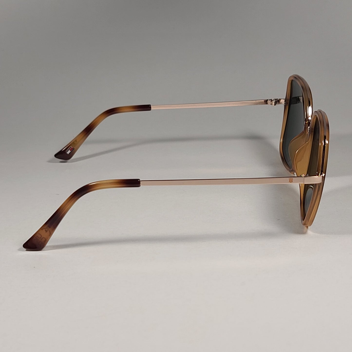 Tommy Hilfiger WP OL558P Polarized Pilot Sunglasses Gold Havana Frame Green Lens