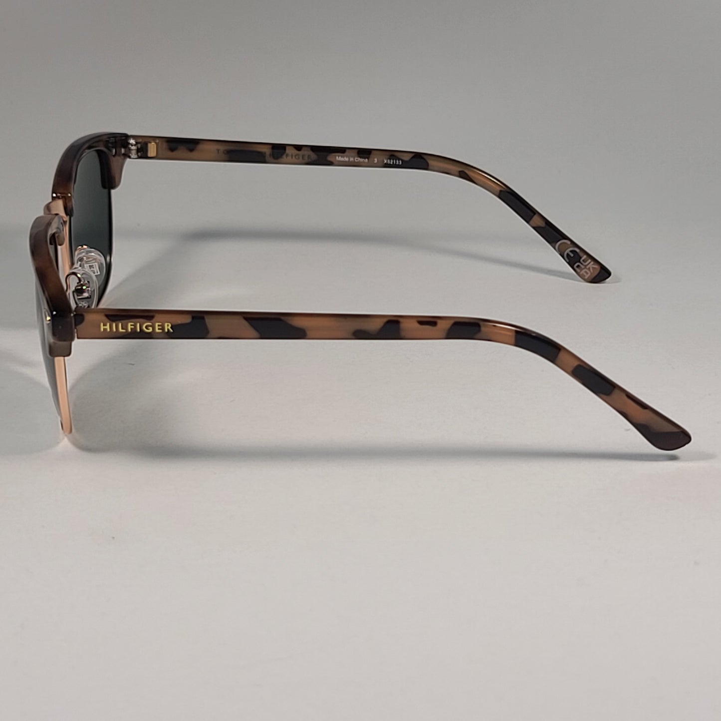 Tommy Hilfiger ’Buckley’ Polarized MM OU468P Square Club Sunglasses Tortoise Frame Green Lens