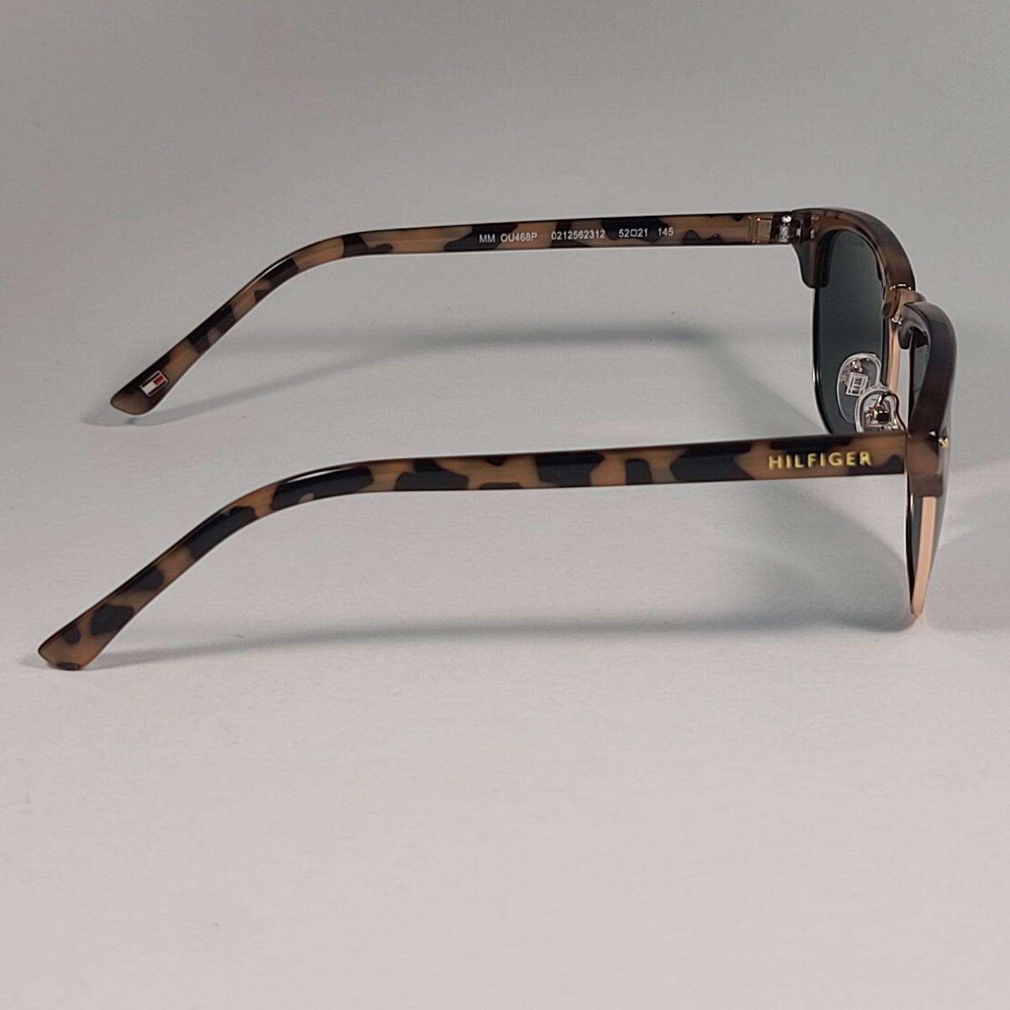 Tommy Hilfiger ’Buckley’ Polarized MM OU468P Square Club Sunglasses Tortoise Frame Green Lens