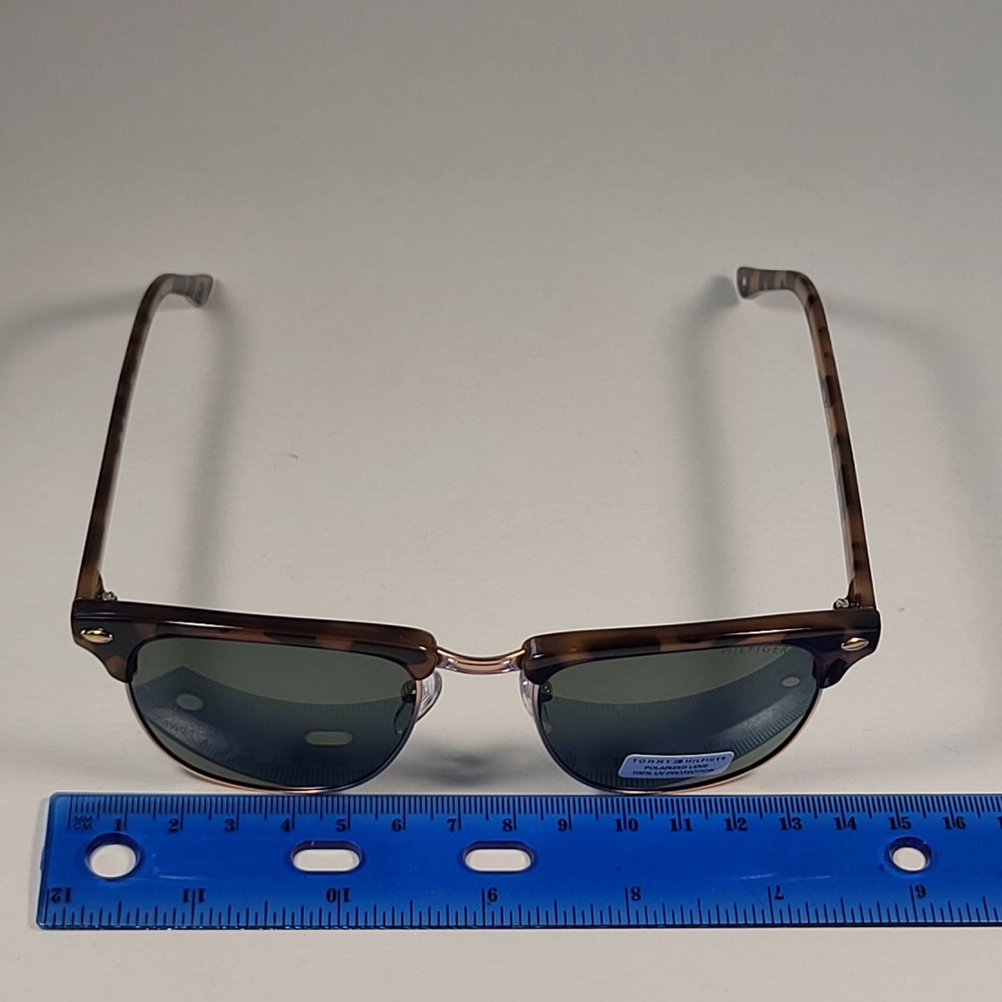Tommy Hilfiger ’Buckley’ Polarized MM OU468P Square Club Sunglasses Tortoise Frame Green Lens