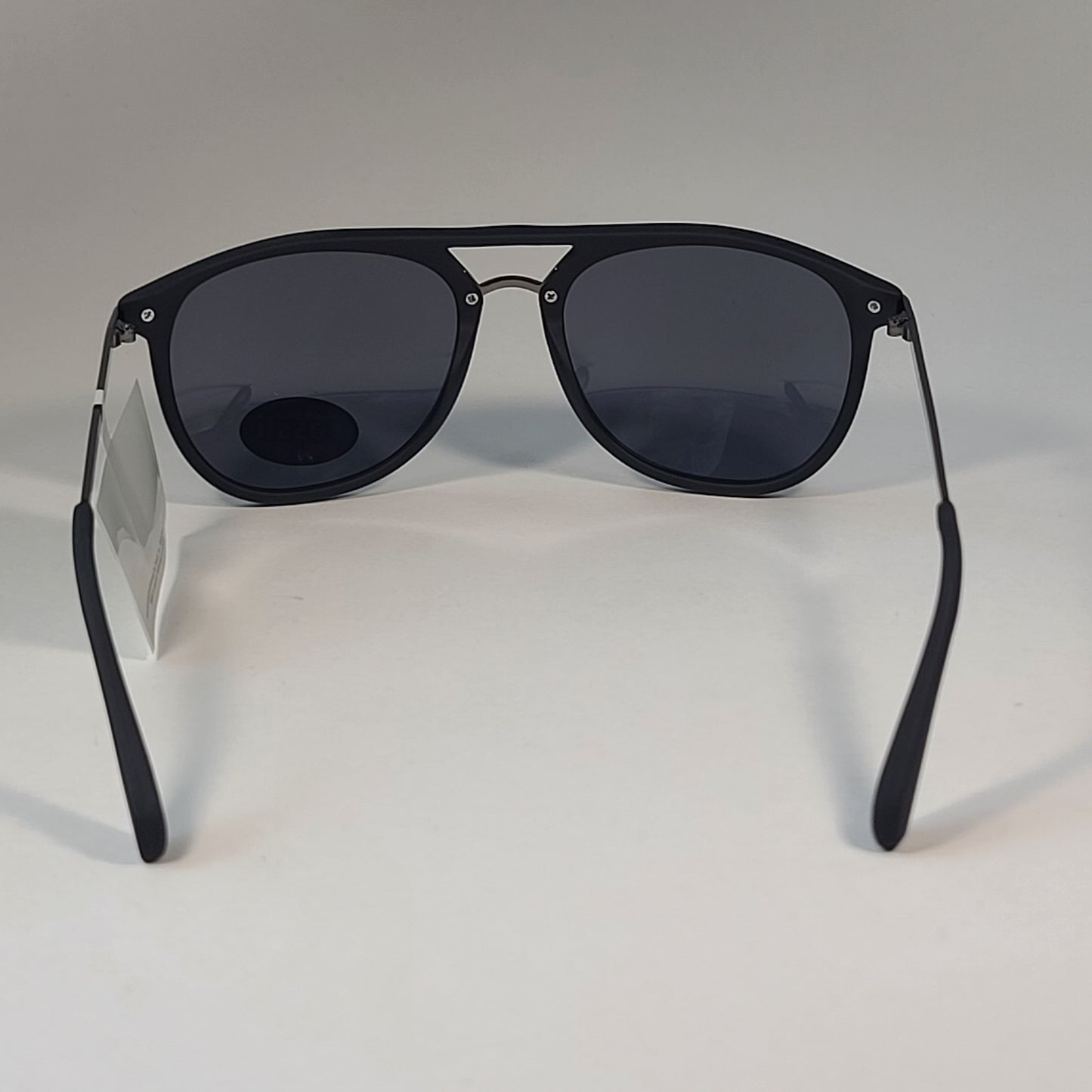 Fossil FM141 Pilot Style Sunglasses Matte Black Dark Silver Gunmetal Frame Solid Gray Lens