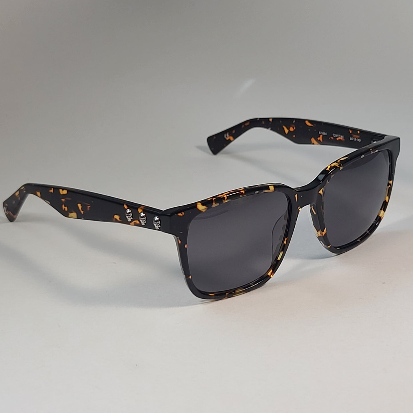 John Varvatos Men’s Polarized Rectangle Skull Sunglasses SJV554 Tortoise & Gray 56mm