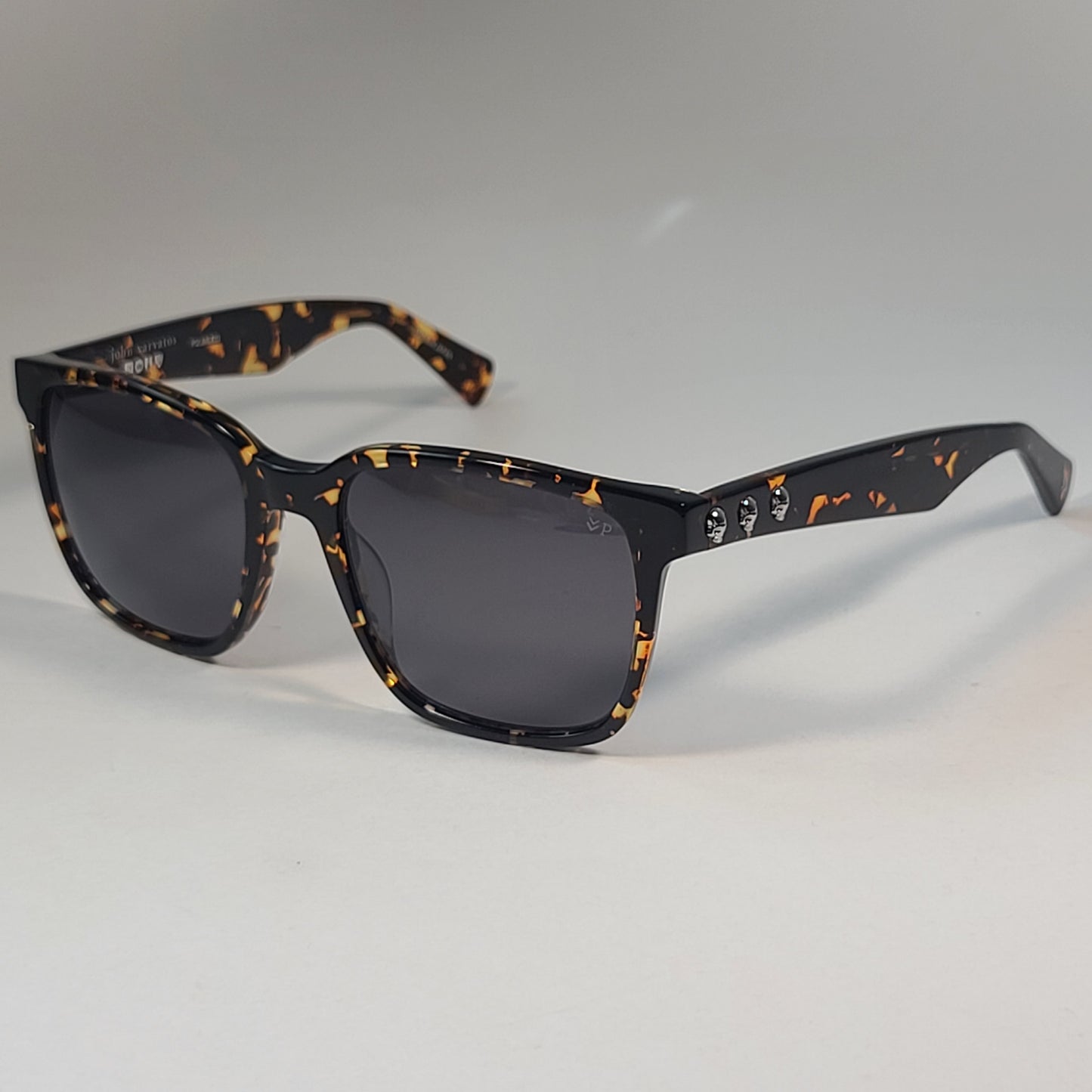John Varvatos Men’s Polarized Rectangle Skull Sunglasses SJV554 Tortoise & Gray 56mm