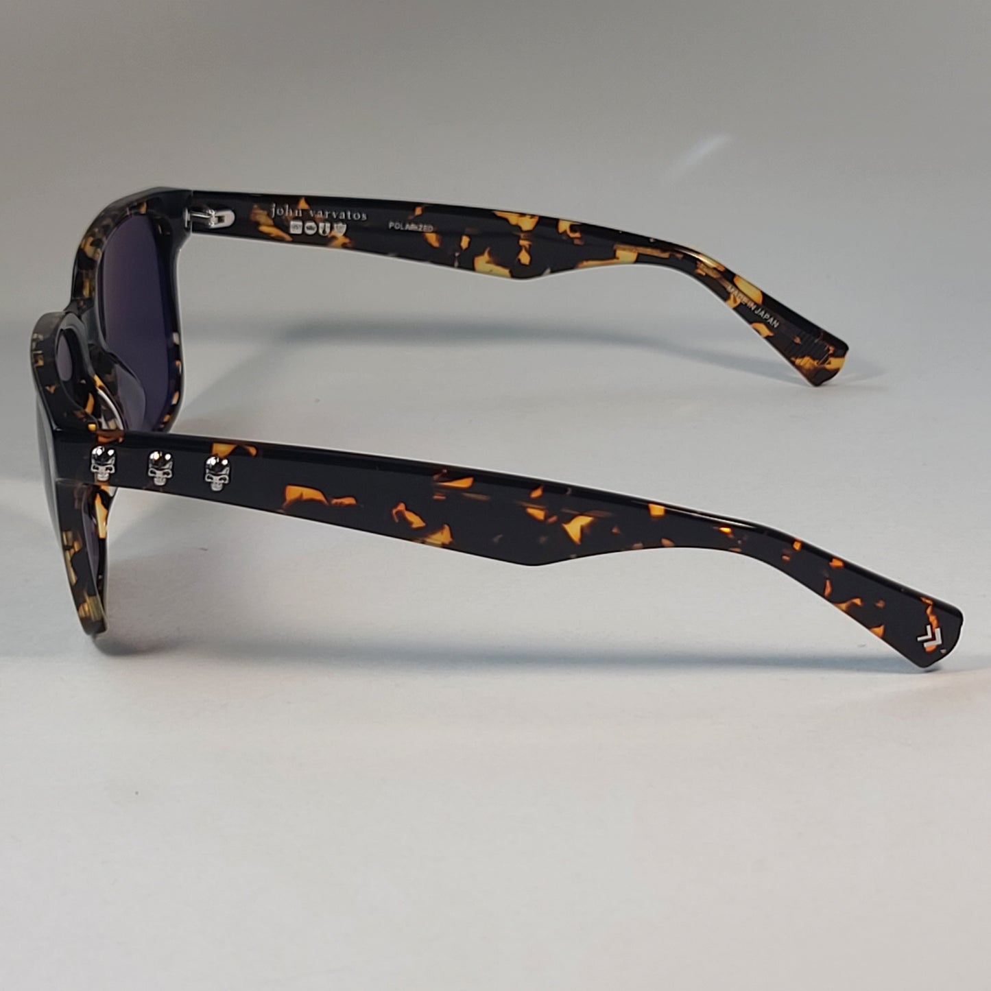 John Varvatos Men’s Polarized Rectangle Skull Sunglasses SJV554 Tortoise & Gray 56mm