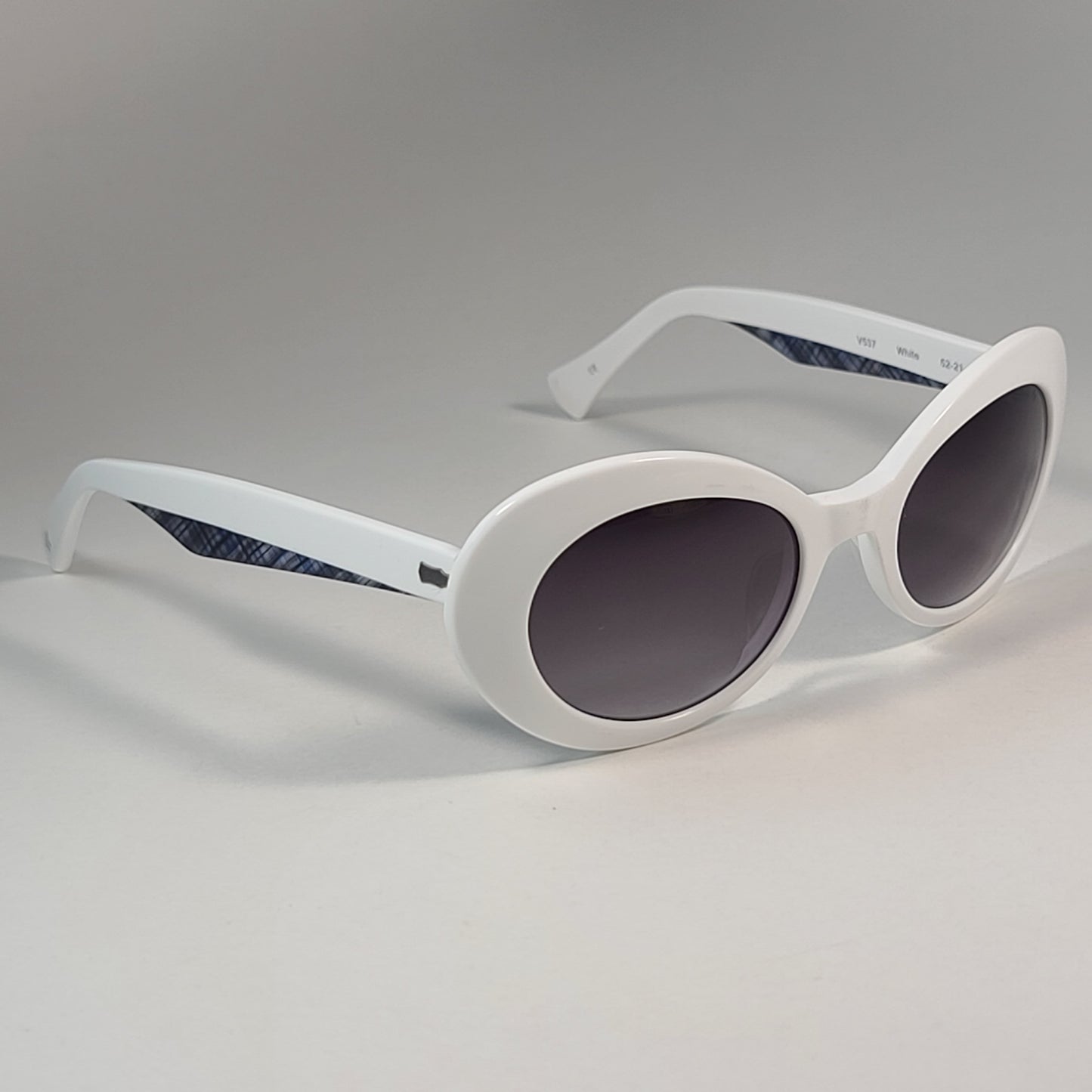 John Varvatos Men’s Retro Oval Sunglasses V537 White & Gray Smoke Gradient 52mm