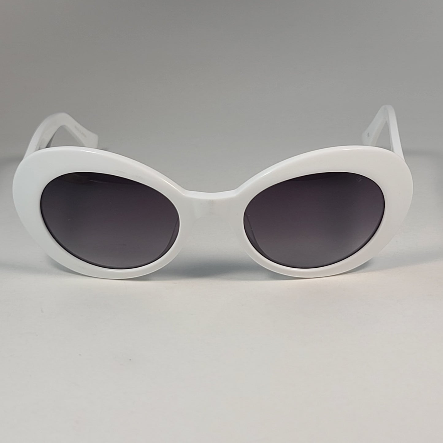 John Varvatos Men’s Retro Oval Sunglasses V537 White & Gray Smoke Gradient 52mm