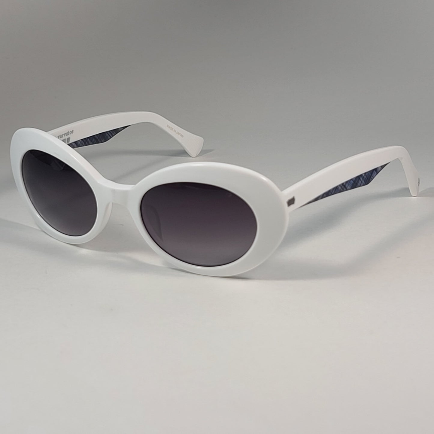 John Varvatos Men’s Retro Oval Sunglasses V537 White & Gray Smoke Gradient 52mm