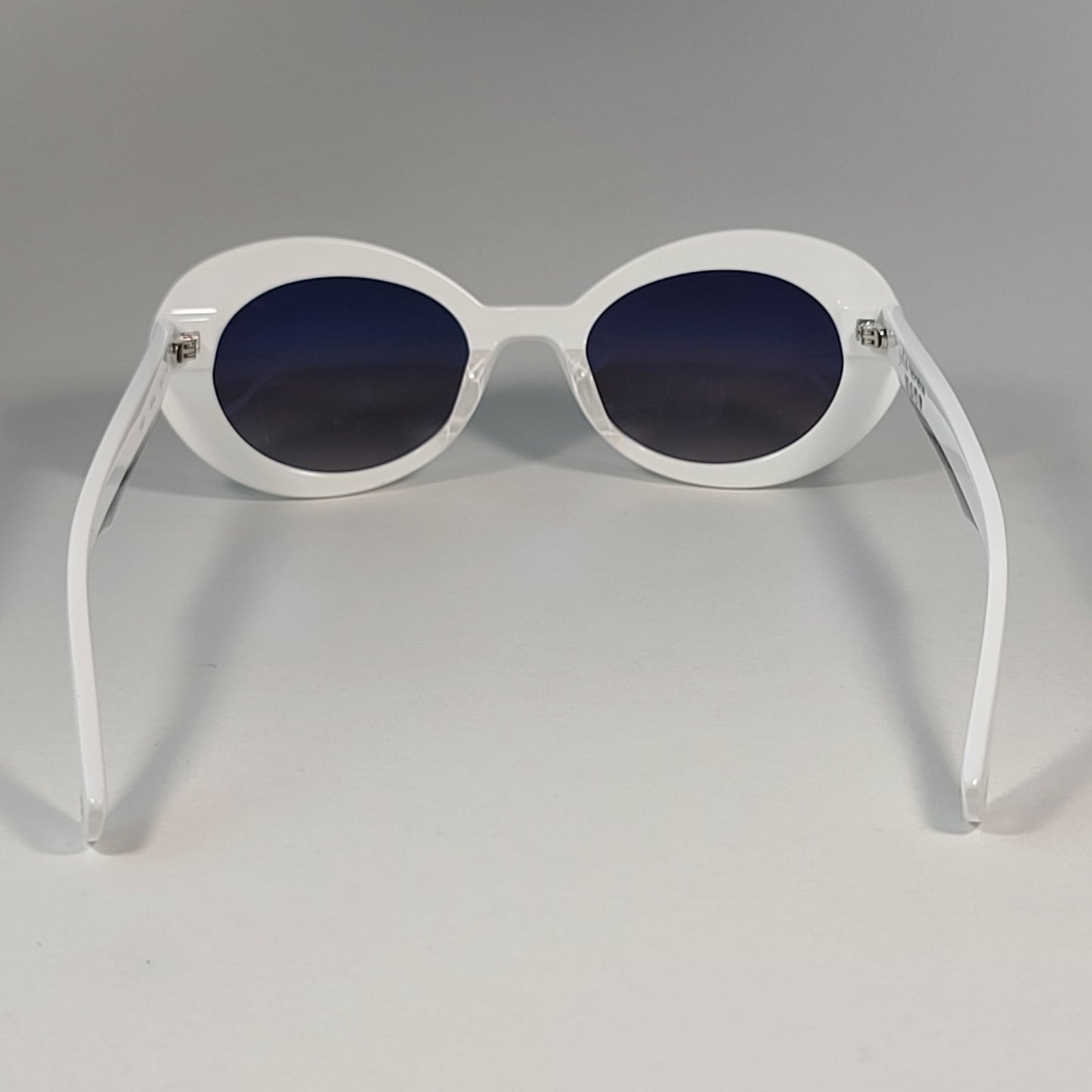 John Varvatos Men’s Retro Oval Sunglasses V537 White & Gray Smoke Gradient 52mm