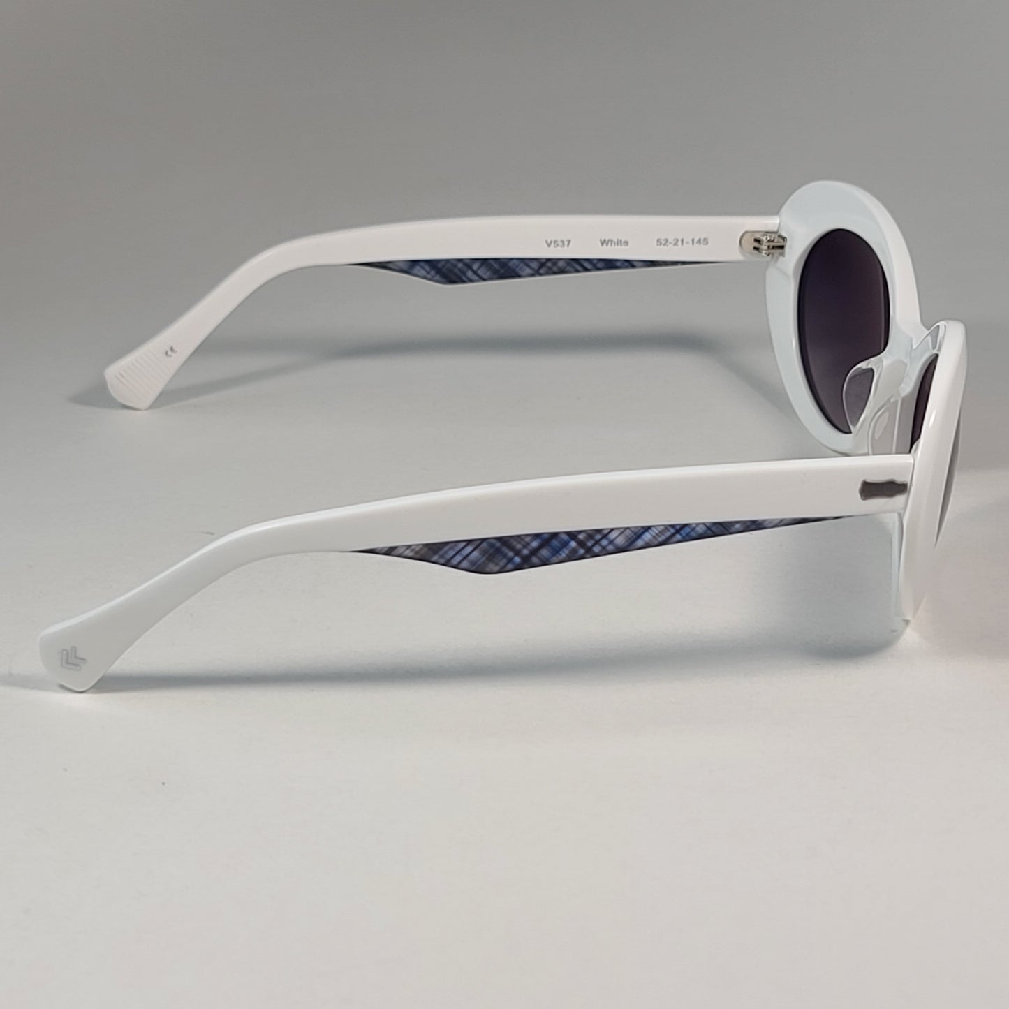 John Varvatos Men’s Retro Oval Sunglasses V537 White & Gray Smoke Gradient 52mm