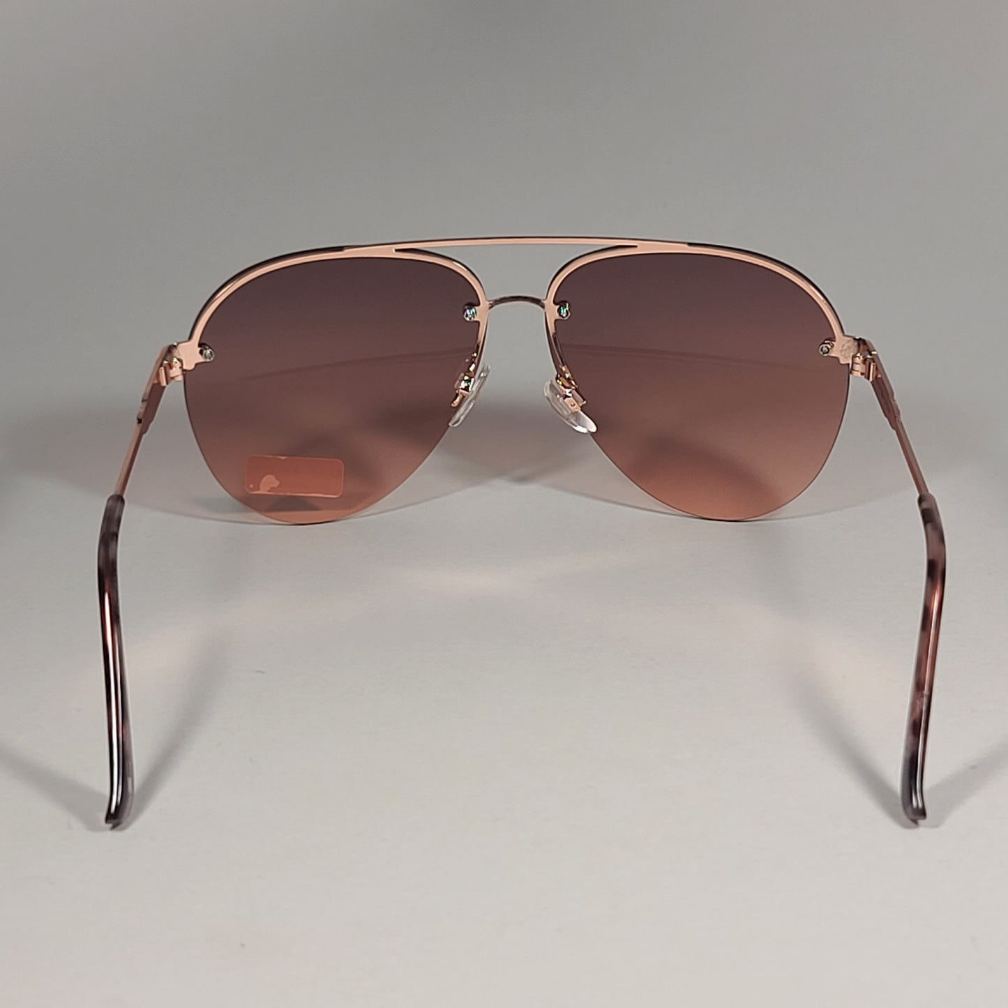 Tommy Hilfiger WM OL610 Rimless Aviator Sunglasses Rose Gold Brown Gradient Lens 60mm - Sunglasses