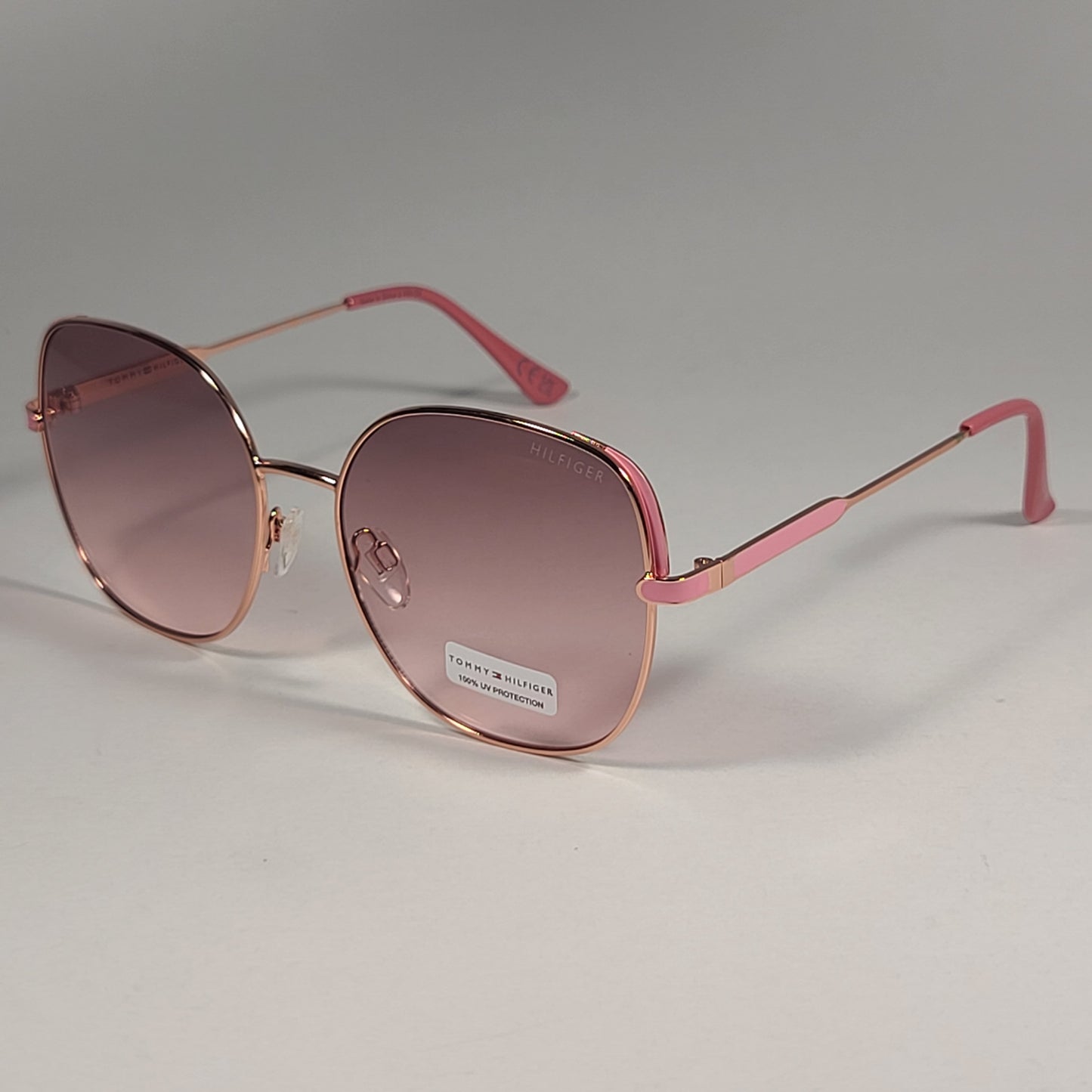 Tommy Hilfiger WM OL596 Butterfly Sunglasses Rose Gold and Pink Brown Gradient 58mm - Sunglasses