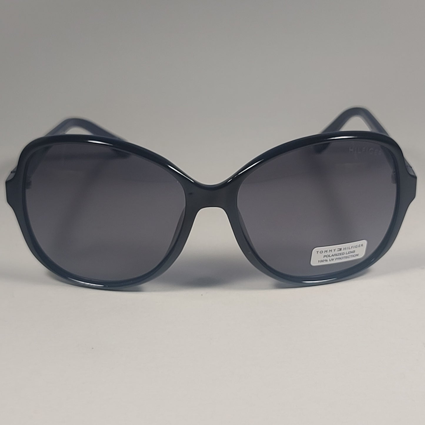 Tommy Hilfiger WP OL607P Polarized Large Oval Sunglasses Two Tone Black & Navy Gray Lens 57mm - Sunglasses