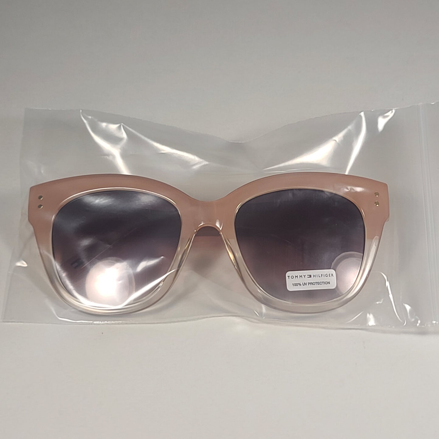 Tommy Hilfiger WP OL598 Oversized Sunglasses Nude Crystal Frame Brown Gradient Lens 54mm - Sunglasses