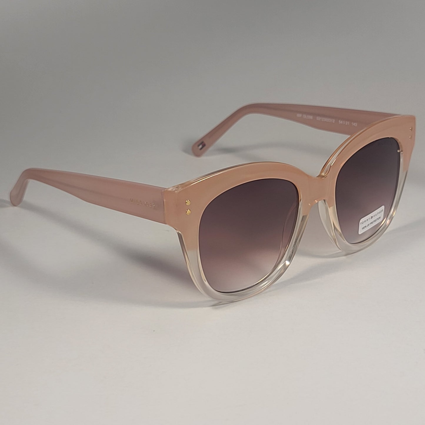 Tommy Hilfiger WP OL598 Oversized Sunglasses Nude Crystal Frame Brown Gradient Lens 54mm - Sunglasses