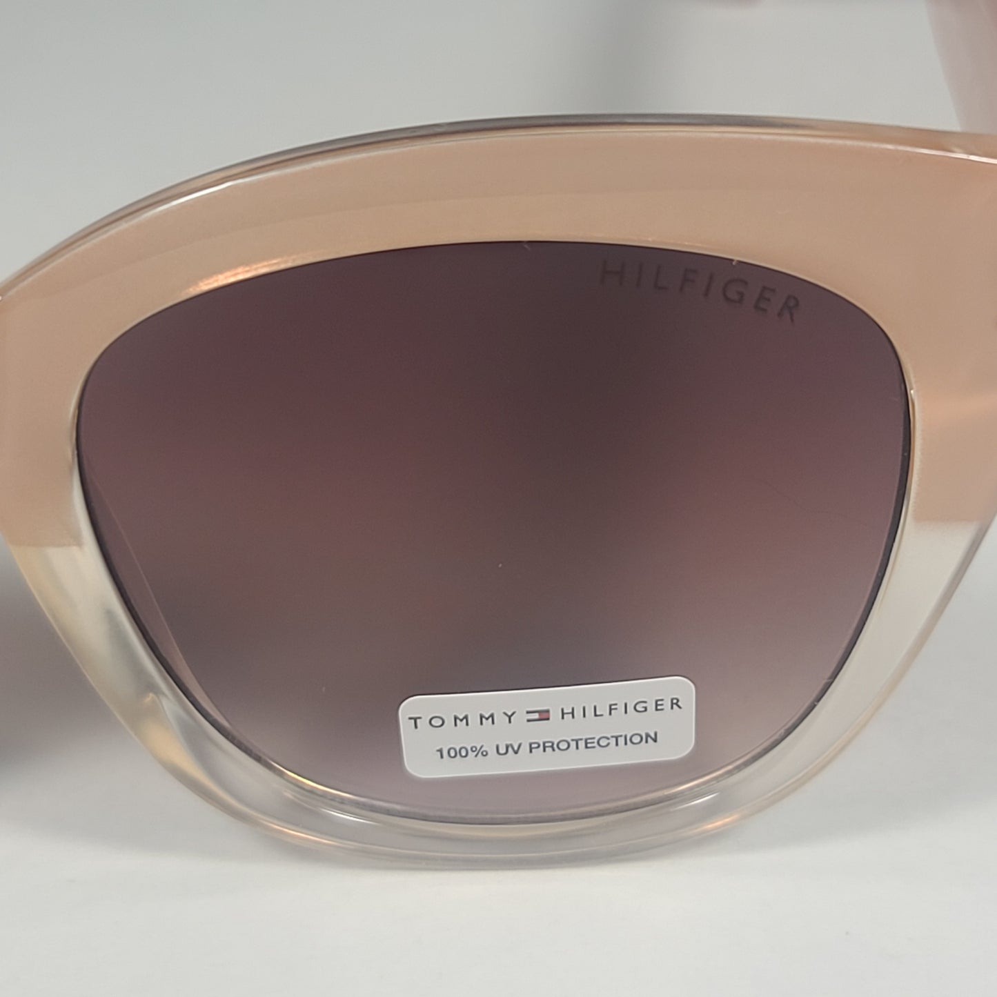 Tommy Hilfiger WP OL598 Oversized Sunglasses Nude Crystal Frame Brown Gradient Lens 54mm - Sunglasses