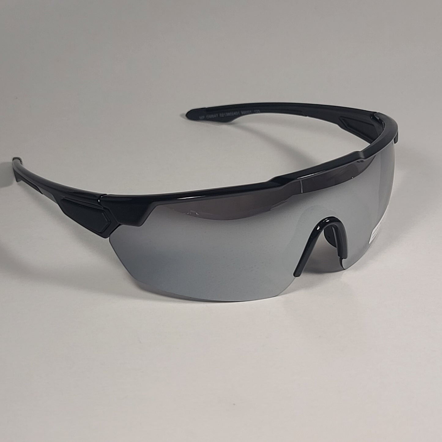 Tommy Hilfiger MP OM647 Shield Sport Sunglasses Shiny Black Silver Mirror 99mm - Sunglasses
