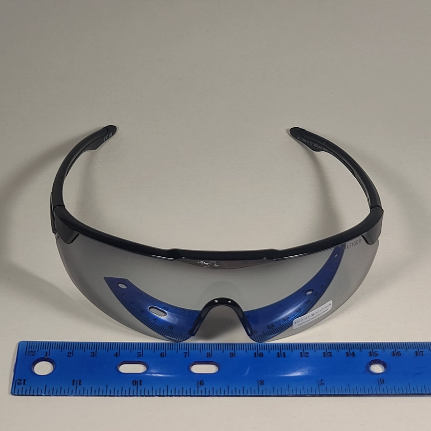 Tommy Hilfiger MP OM647 Shield Sport Sunglasses Shiny Black Silver Mirror 99mm - Sunglasses