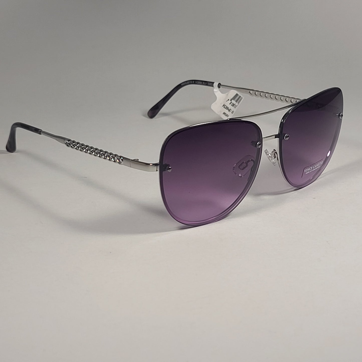 Vince Camuto VC954 SLV Rimless Navigator Sunglasses Silver Purple Gradient Lens