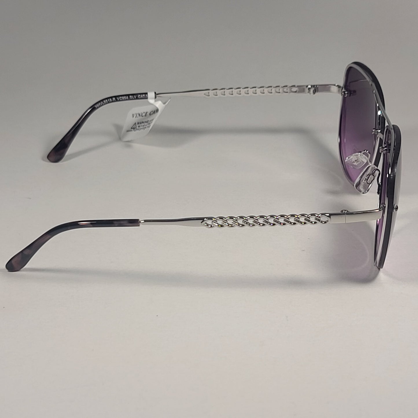 Vince Camuto VC954 SLV Rimless Navigator Sunglasses Silver Purple Gradient Lens
