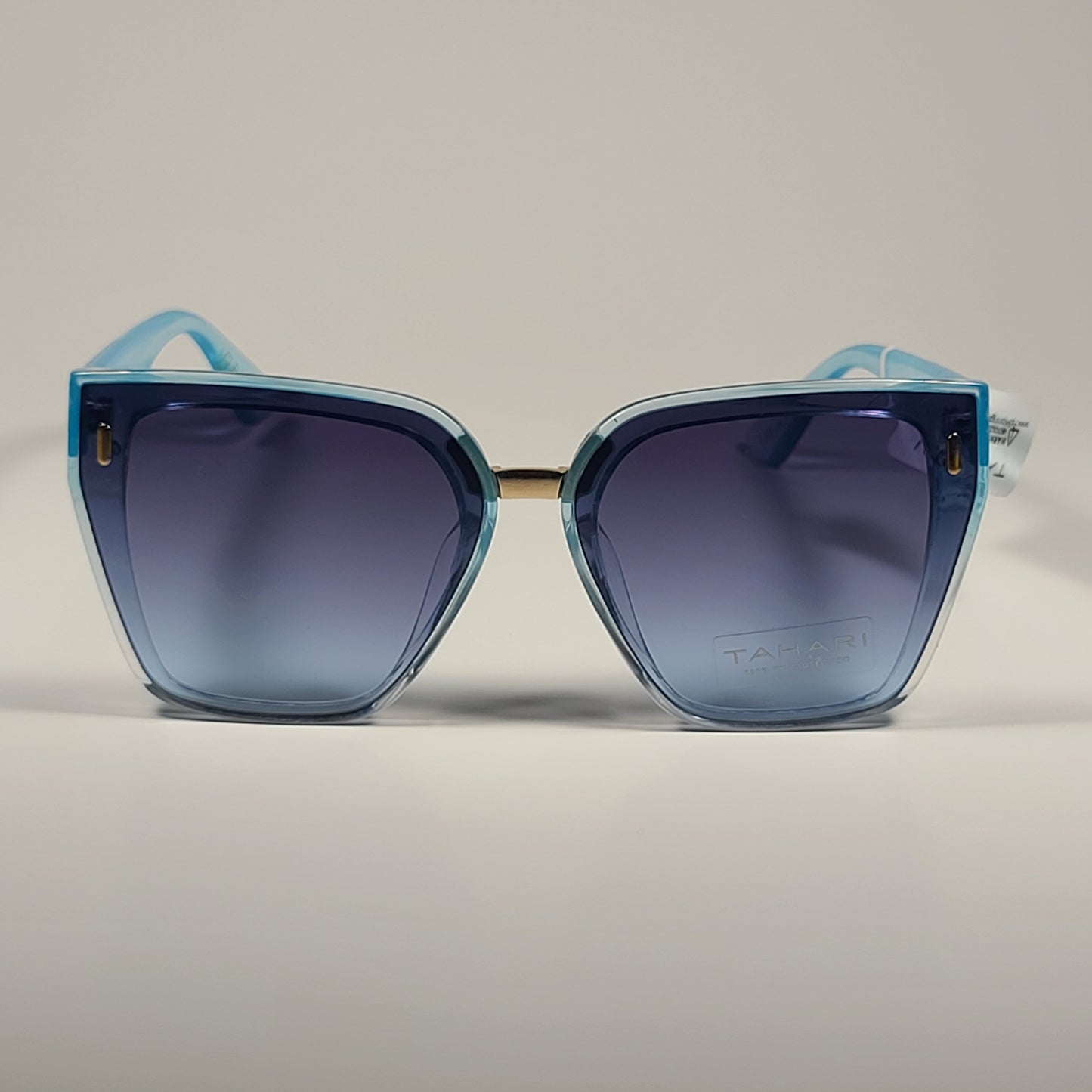Tahari Cat Eye Shield Sunglasses Blue Crystal Frame Blue Gradient TH816 BLX - Sunglasses