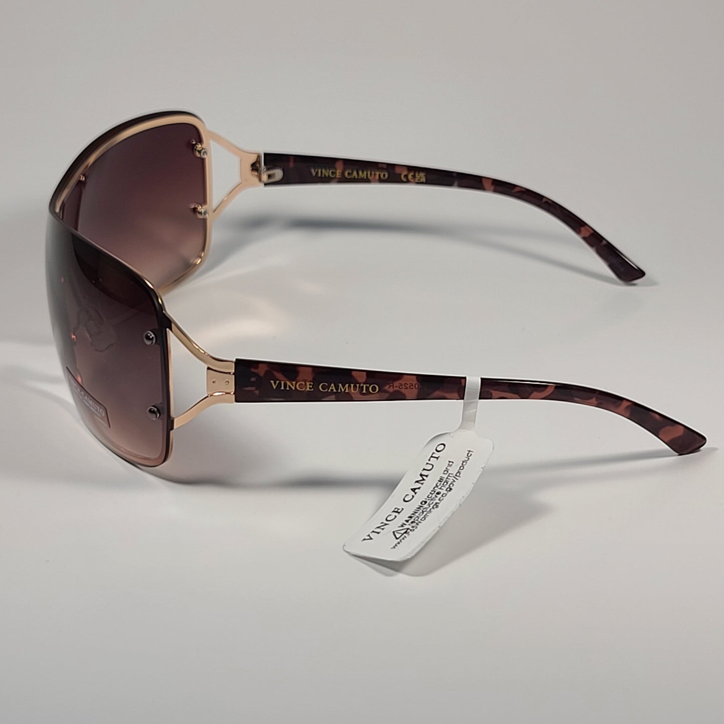 Vince Camuto VC1000 GLD Rimless Shield Sunglasses Gold Brown Frame Brown Gradient Lens - Sunglasses
