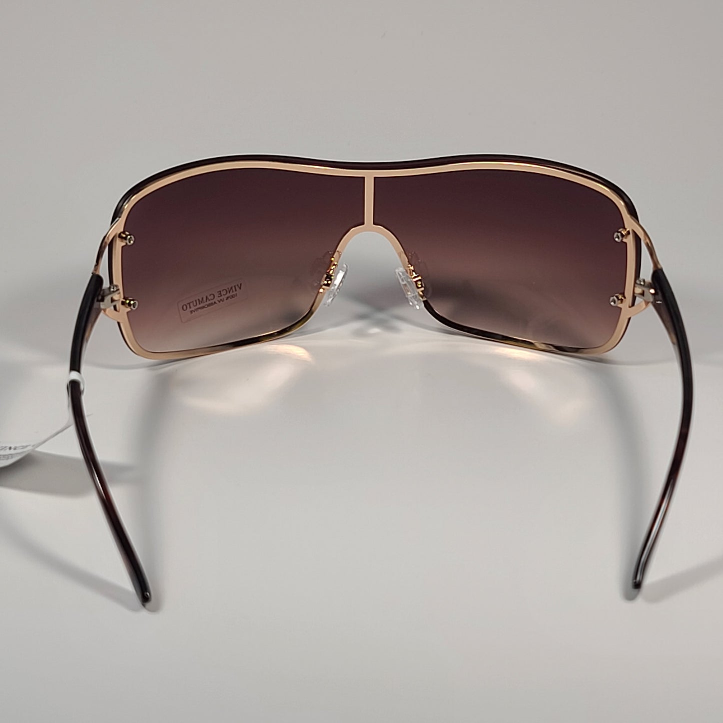 Vince Camuto VC1000 GLD Rimless Shield Sunglasses Gold Brown Frame Brown Gradient Lens - Sunglasses