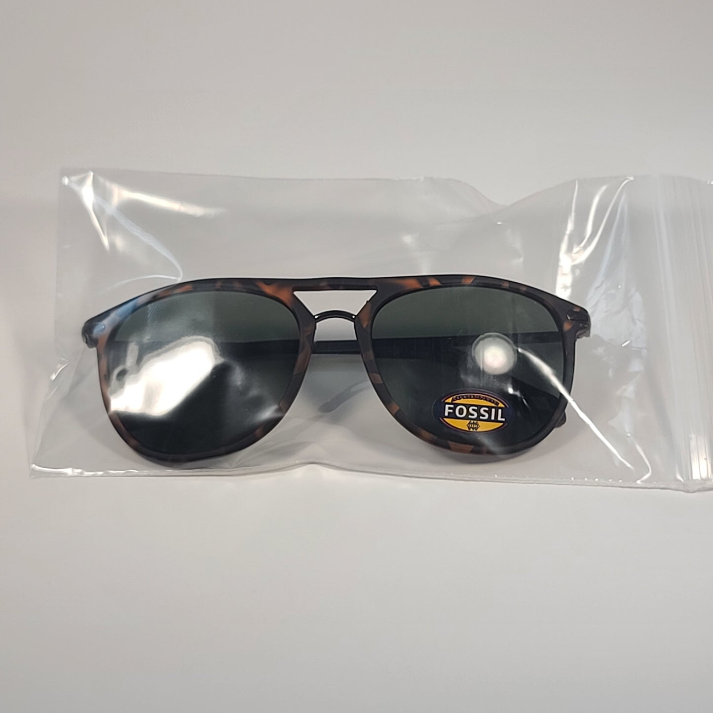 Fossil FM141 Pilot Style Sunglasses Tortoise Gunmetal Frame Solid Green Lens 57mm - Sunglasses