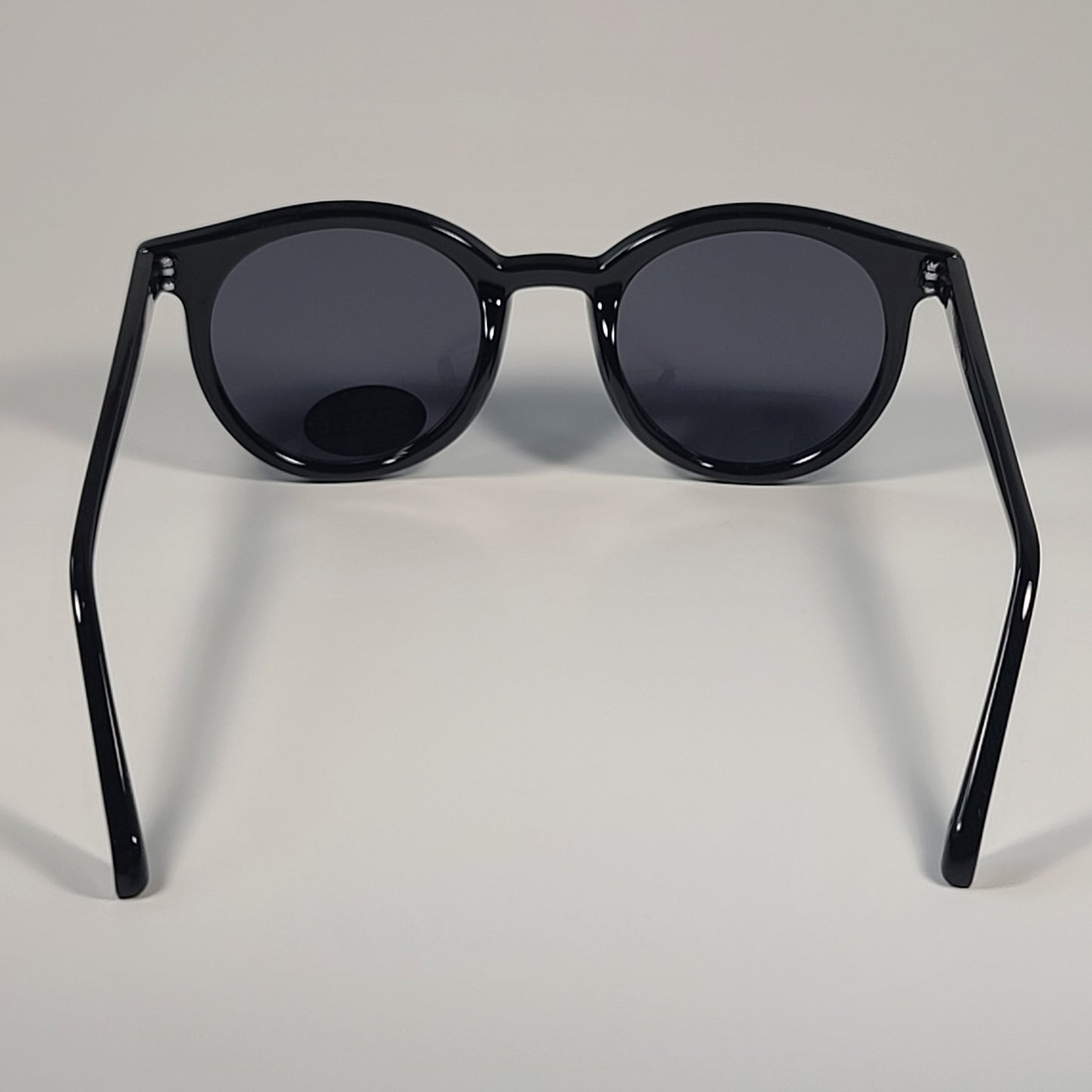 Fossil Round Brow Bar FW210 Sunglasses Shiny Black Frame Solid Gray Lens 51mm
