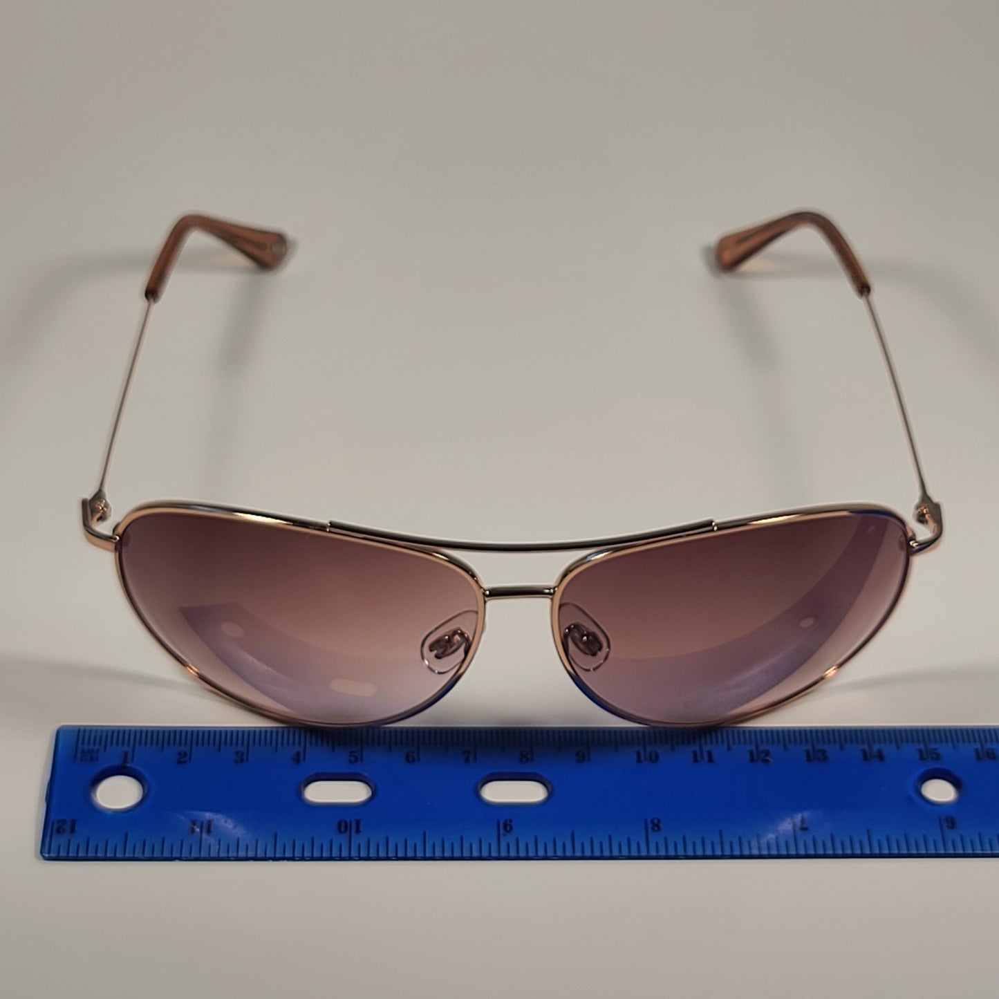 Fossil Aviator Sunglasses Rose Gold Frame Large Lens Brown Pink Gradient FW11 - Sunglasses