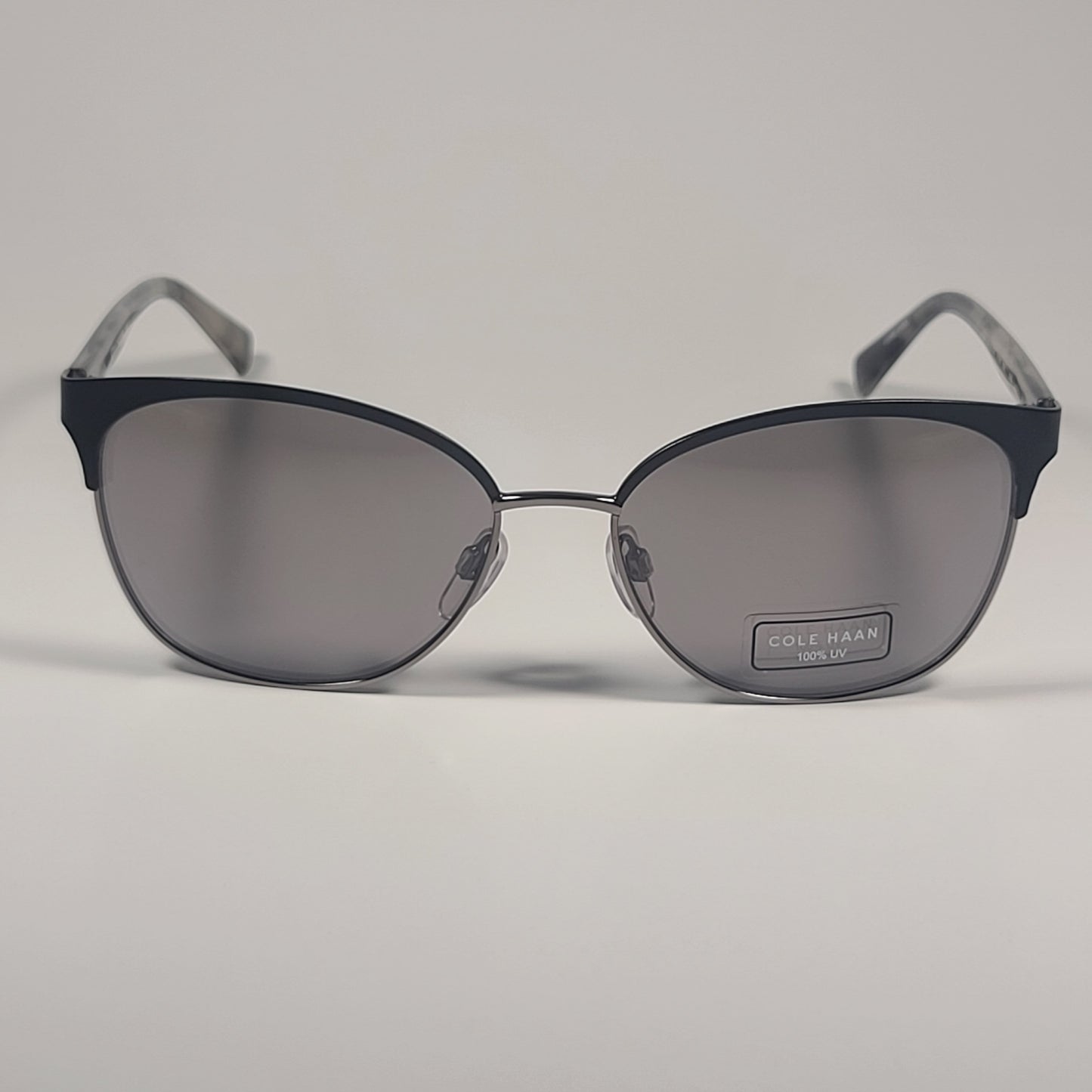 Cole Haan CH7044 001 Cat Eye Sunglasses Black Gray Frame Gray Mirror Lens 57mm