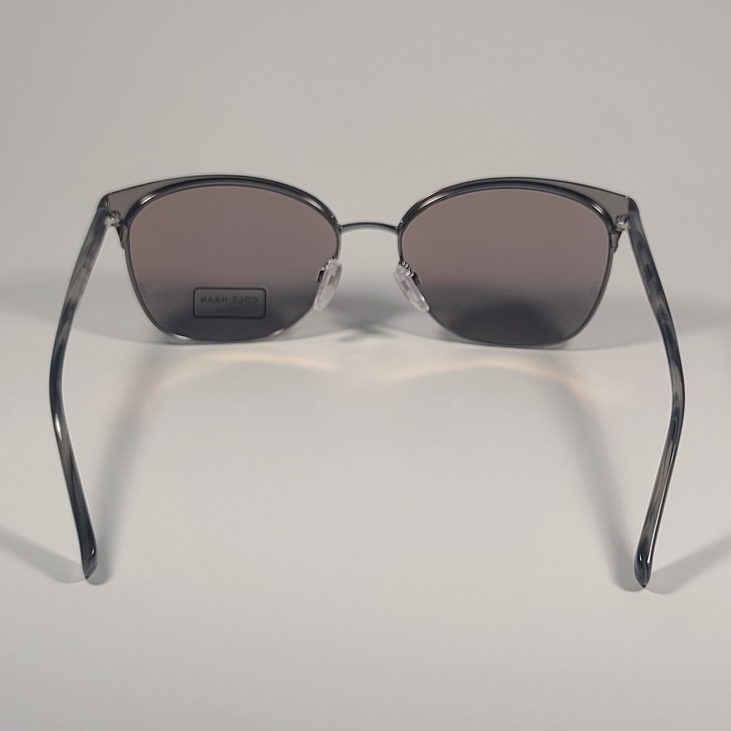Cole Haan CH7044 001 Cat Eye Sunglasses Black Gray Frame Gray Mirror Lens 57mm