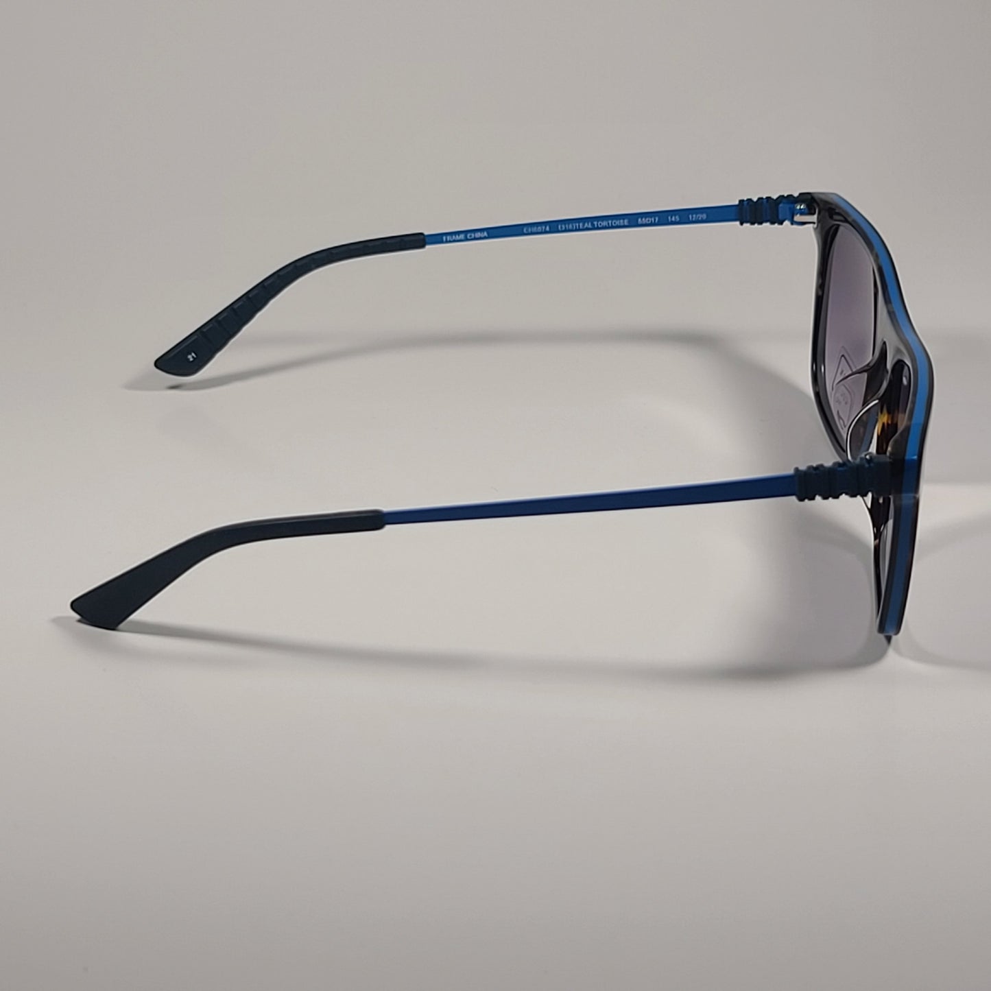 Cole Haan Grand.ØS CH6074 316 Men’s Rectangle Sunglasses Teal Tortoise Smoke Gradient Lens - Sunglasses