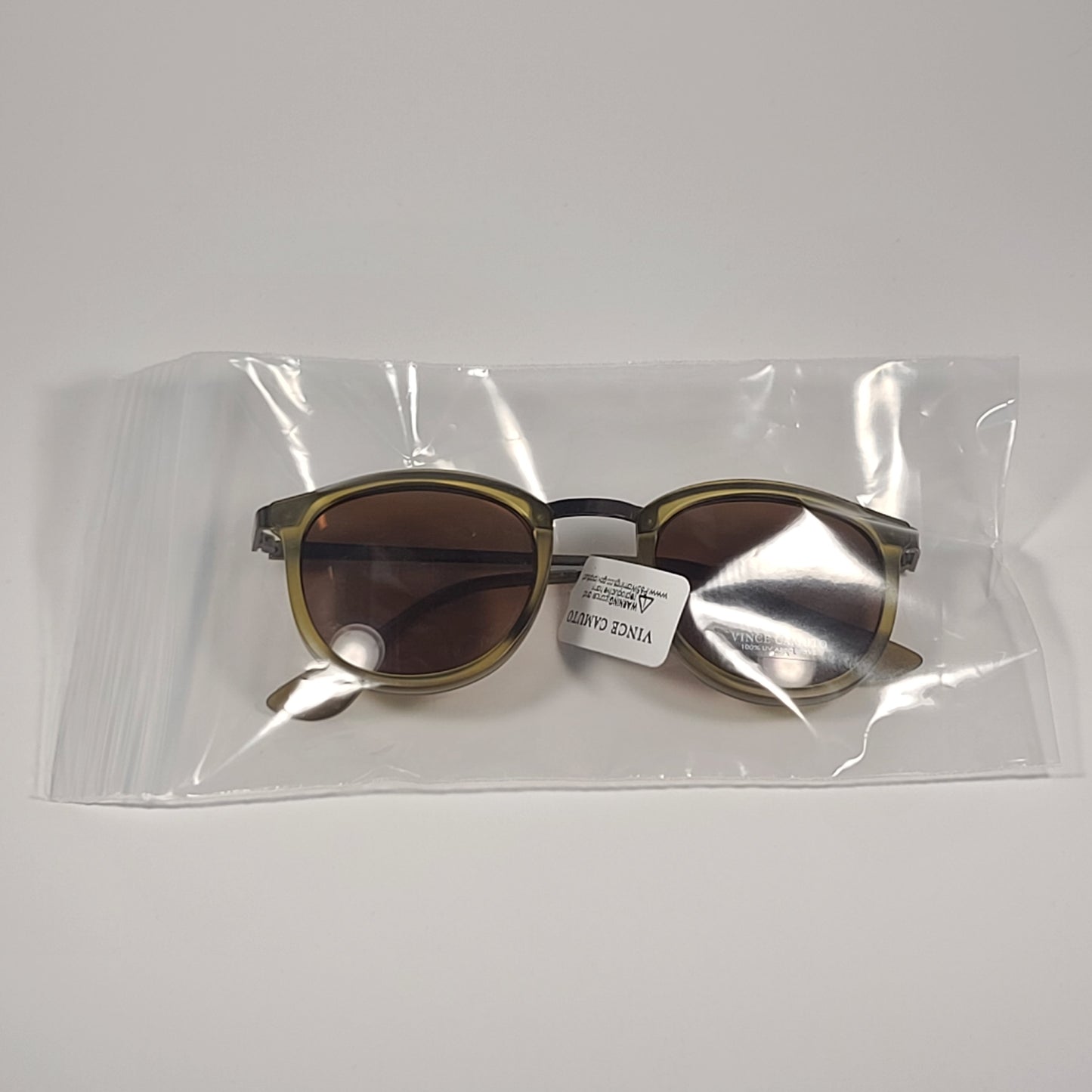 Vince Camuto Round Club Sunglasses Olive Green Frame Brown Tinted Lens VM619 GN - Sunglasses