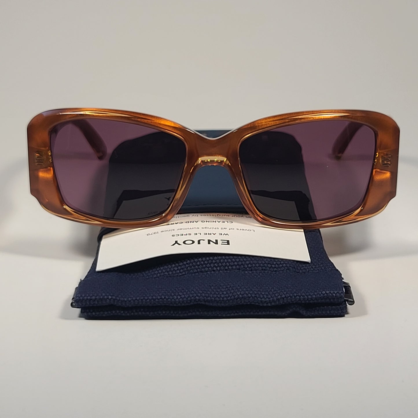 Le Specs Nouveau Riche Rectangle Sunglasses Caramel Smoky Brown Lens LSP2202431 54mm - Sunglasses