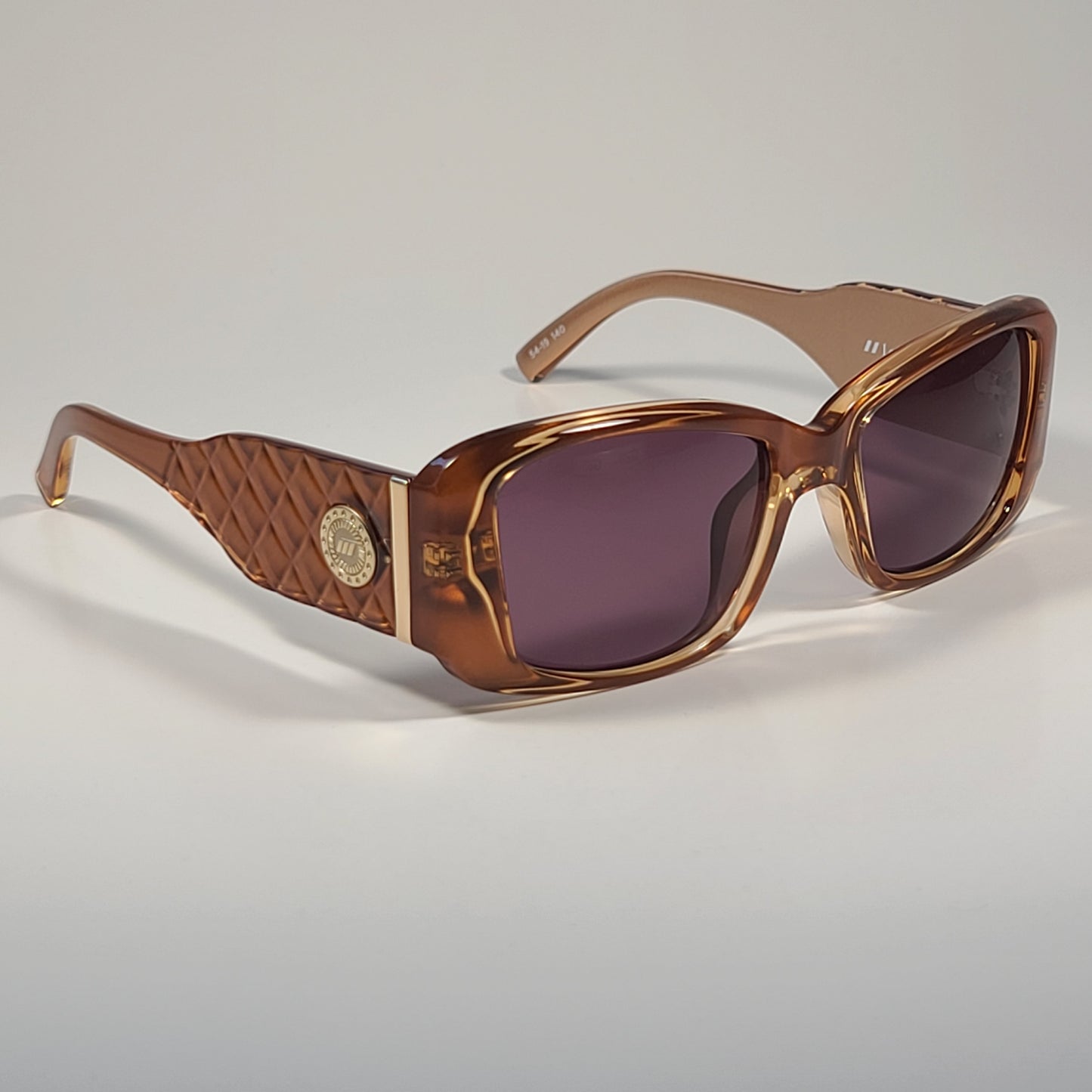 Le Specs Nouveau Riche Rectangle Sunglasses Caramel Smoky Brown Lens LSP2202431 54mm - Sunglasses