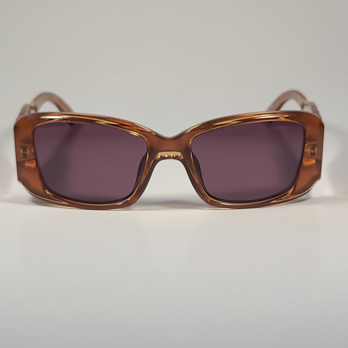 Le Specs Nouveau Riche Rectangle Sunglasses Caramel Smoky Brown Lens LSP2202431 54mm - Sunglasses
