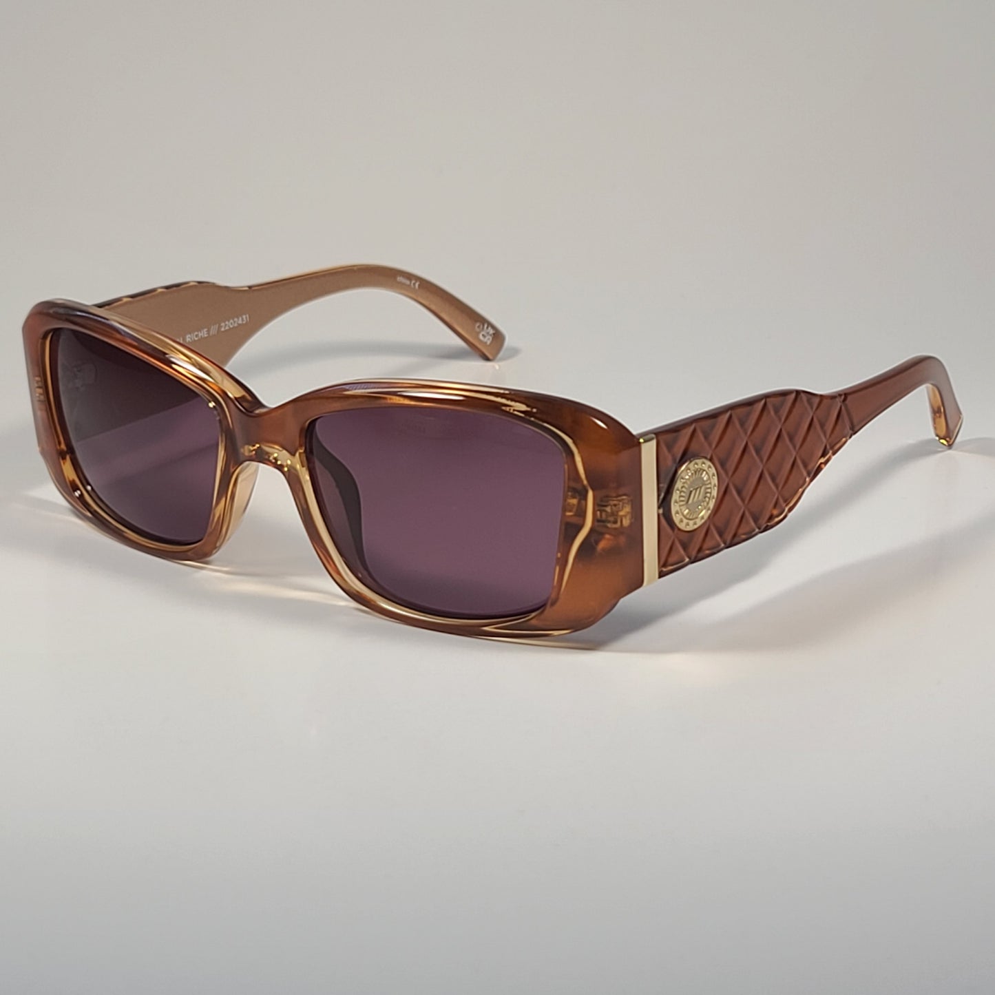 Le Specs Nouveau Riche Rectangle Sunglasses Caramel Smoky Brown Lens LSP2202431 54mm - Sunglasses
