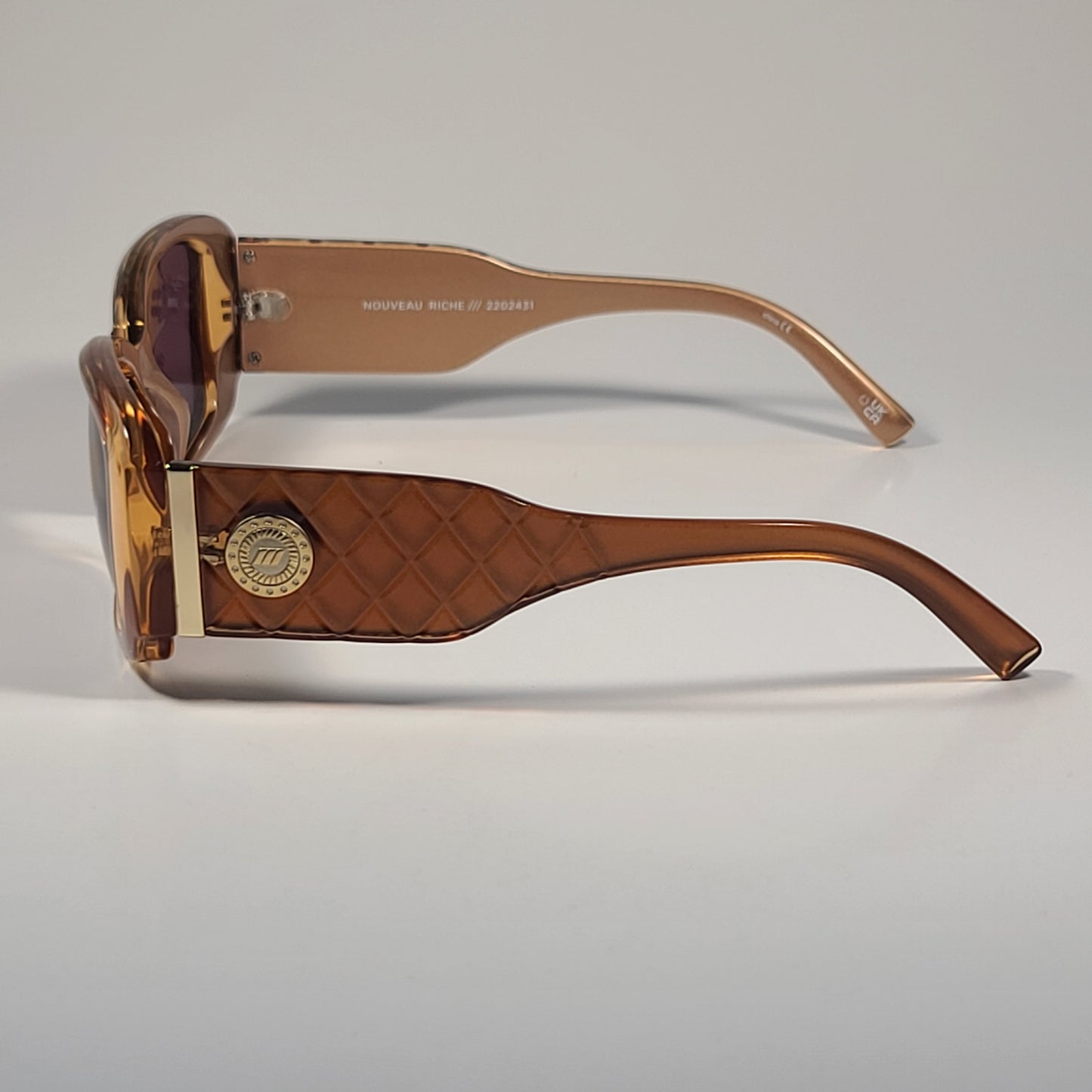 Le Specs Nouveau Riche Rectangle Sunglasses Caramel Smoky Brown Lens LSP2202431 54mm - Sunglasses