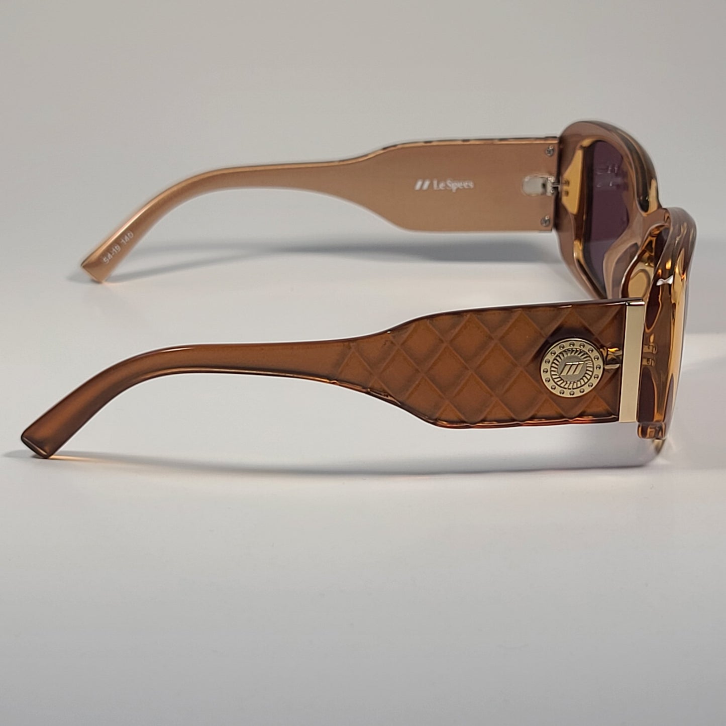 Le Specs Nouveau Riche Rectangle Sunglasses Caramel Smoky Brown Lens LSP2202431 54mm - Sunglasses