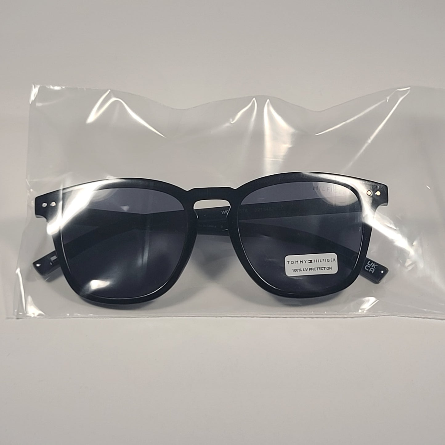 Tommy Hilfiger Raddix Keyhole Sunglasses Shiny Black Frame Gray Lens - Sunglasses